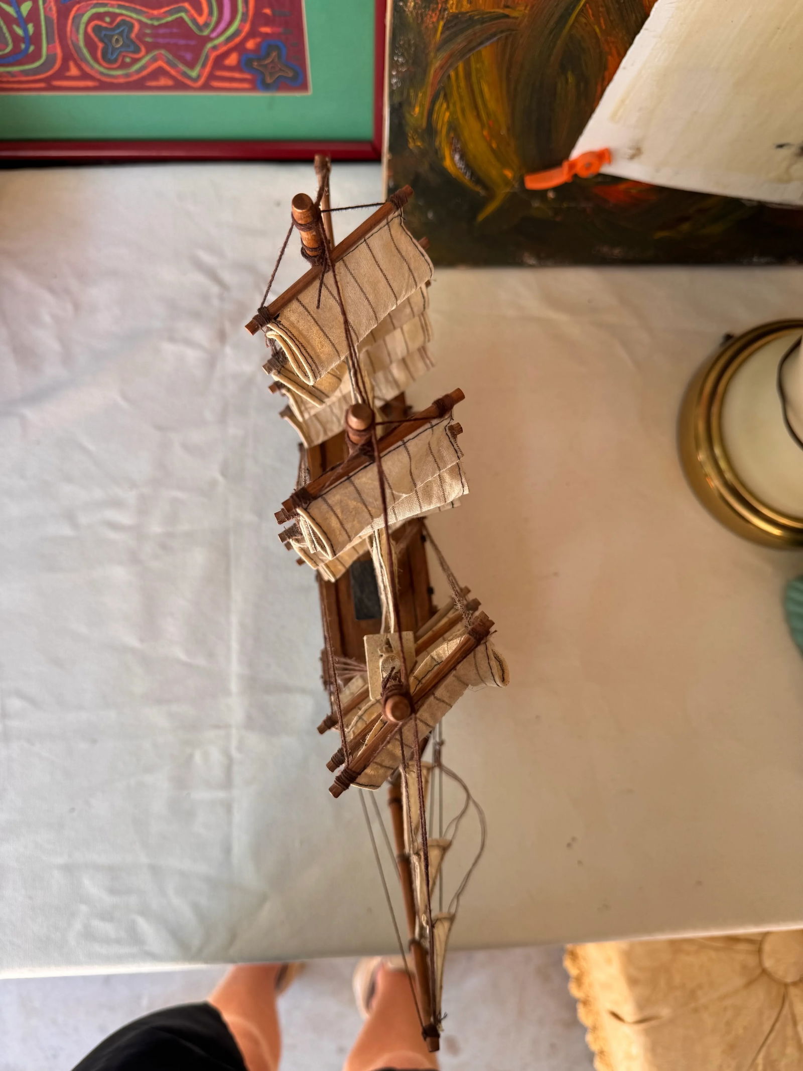1970s Small Wooden Nautical Ship Sculpture - 4