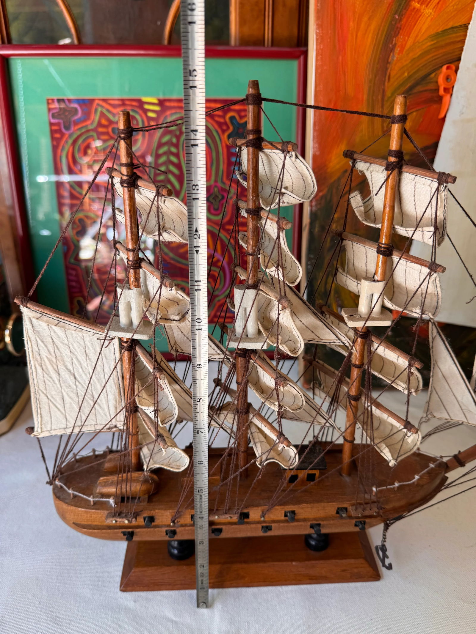 1970s Small Wooden Nautical Ship Sculpture - 7