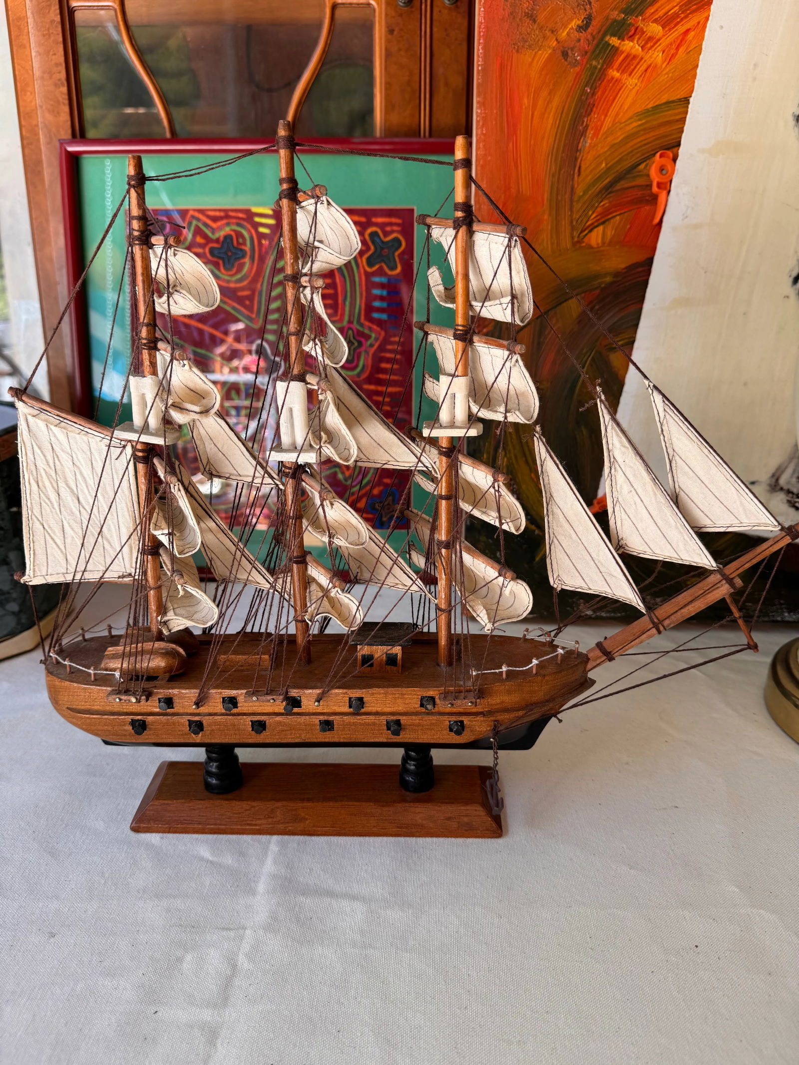 1970s Small Wooden Nautical Ship Sculpture - 8