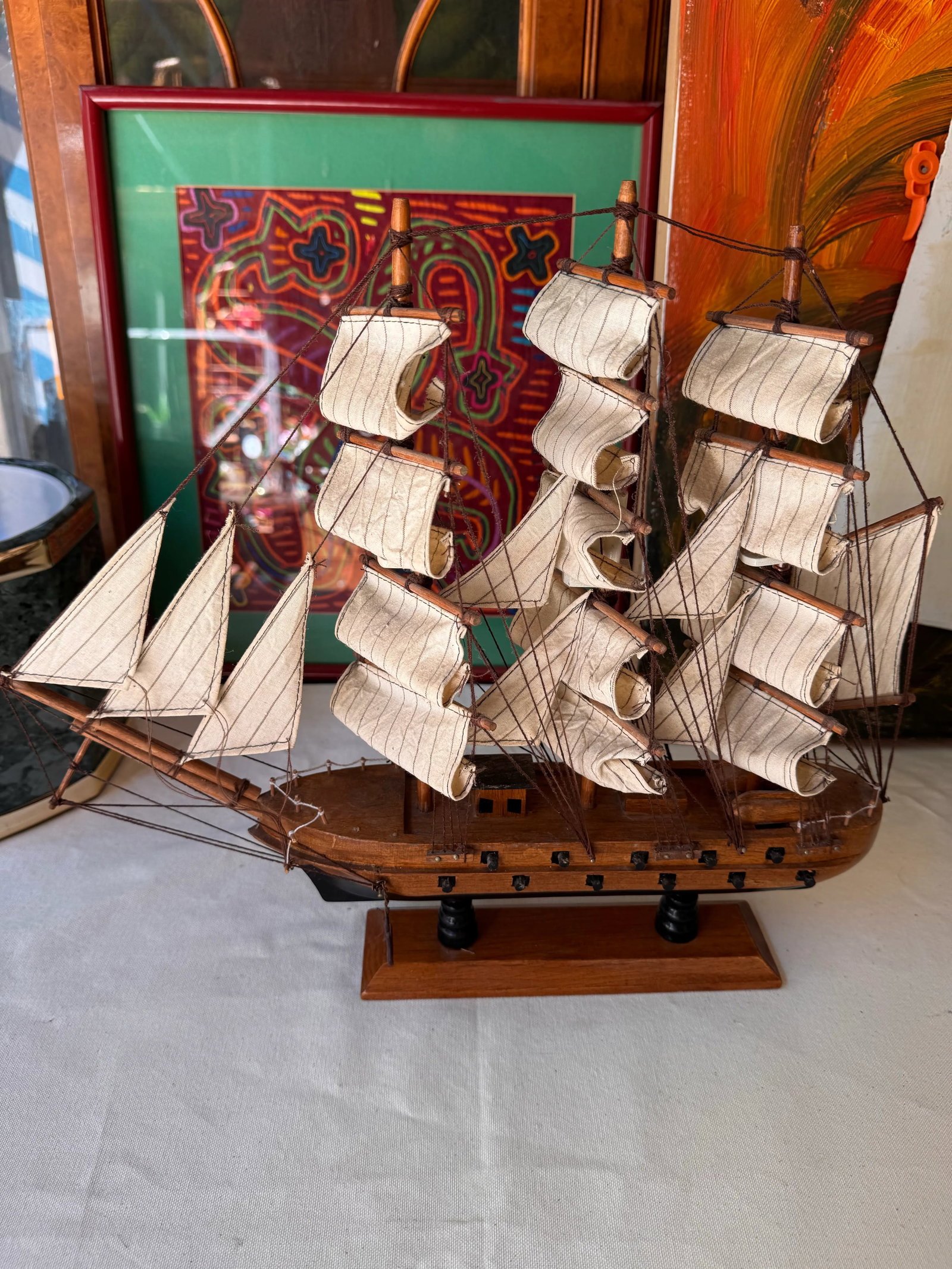 1970s Small Wooden Nautical Ship Sculpture - 9