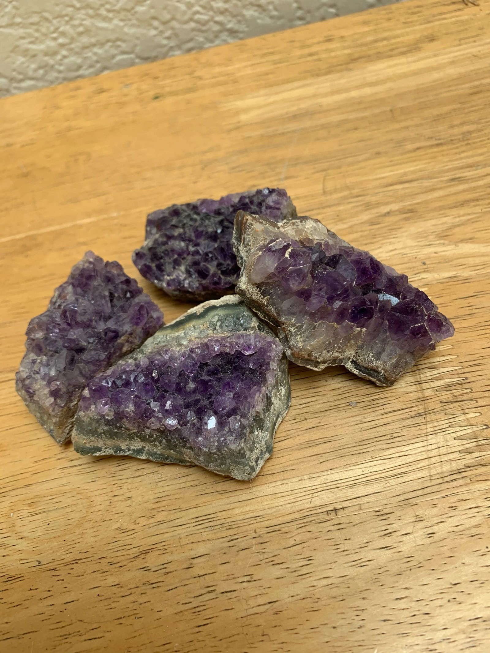 Set of Four Natural Rugged Amethyst Rock Crystals - 2
