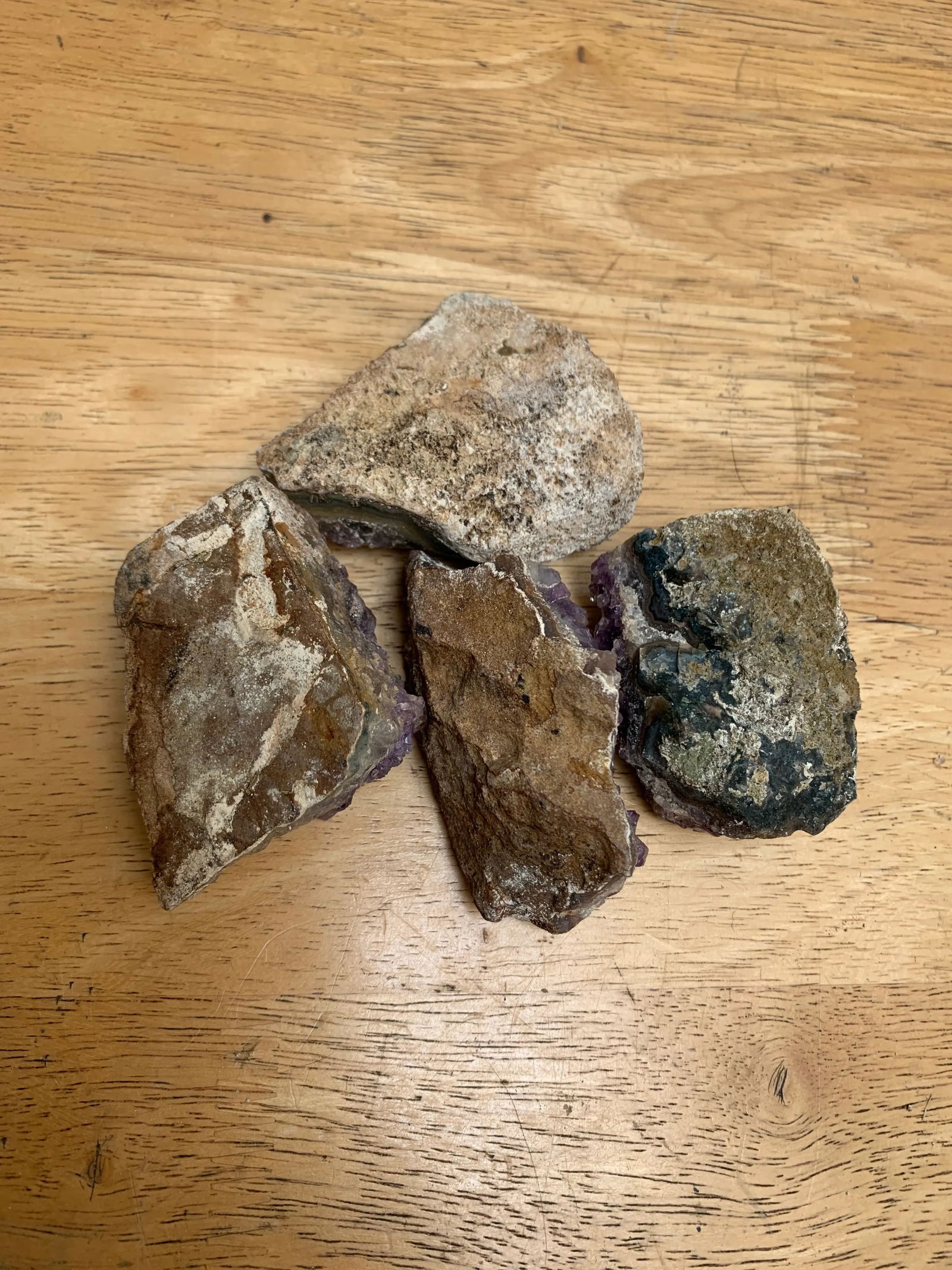 Set of Four Natural Rugged Amethyst Rock Crystals - 4