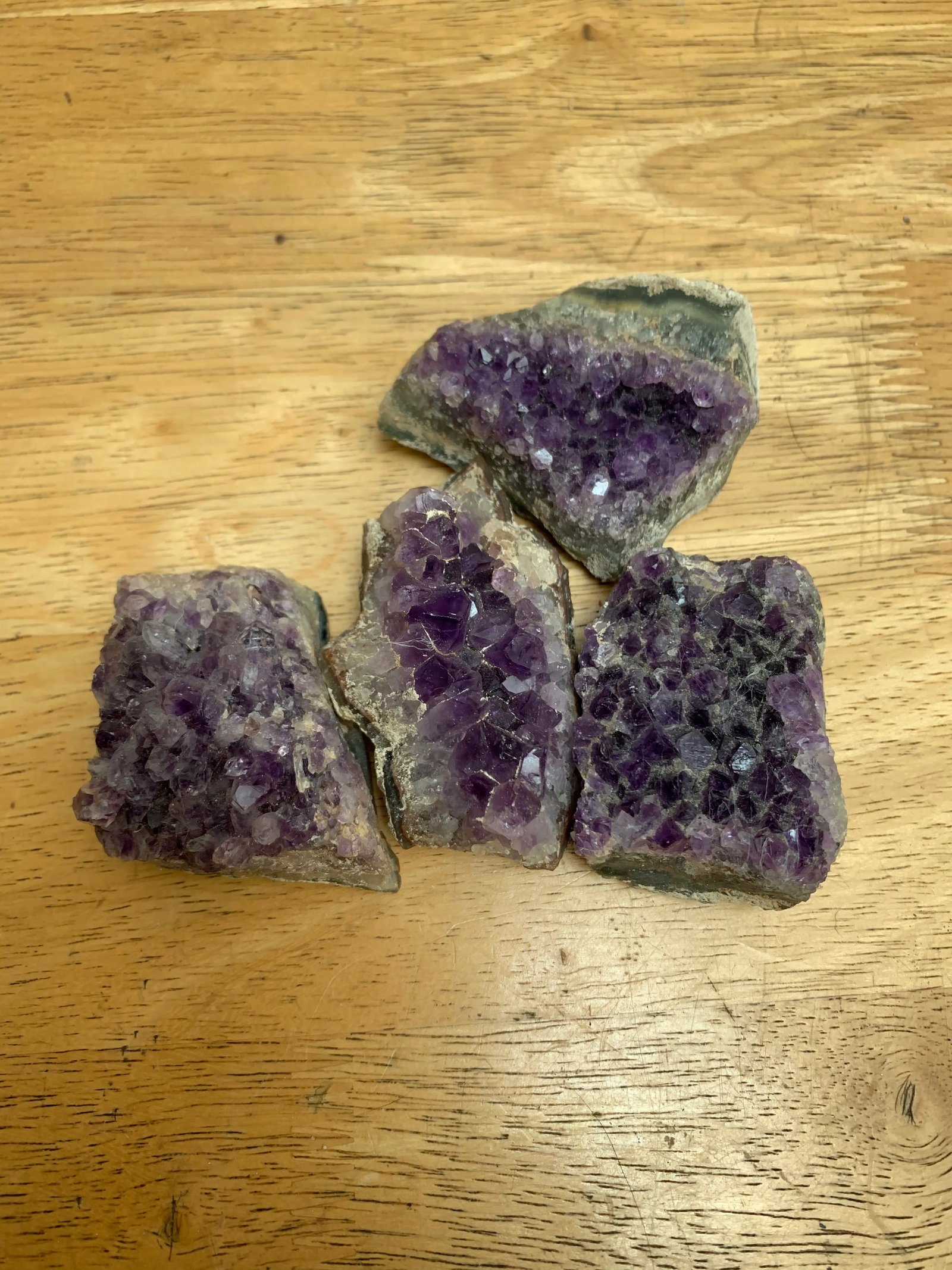 Set of Four Natural Rugged Amethyst Rock Crystals - 6