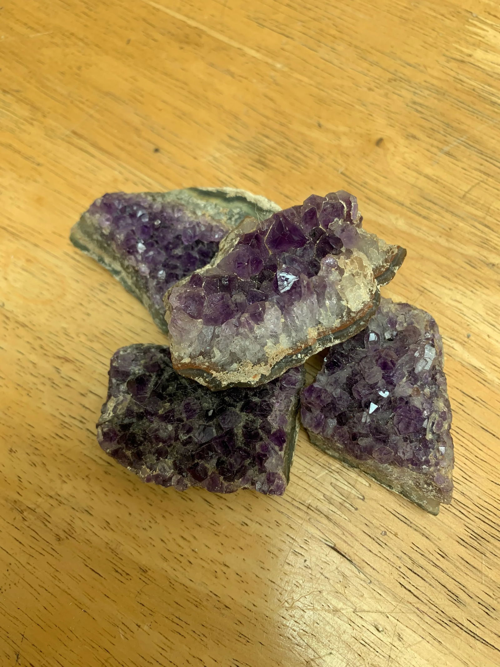 Set of Four Natural Rugged Amethyst Rock Crystals - 7