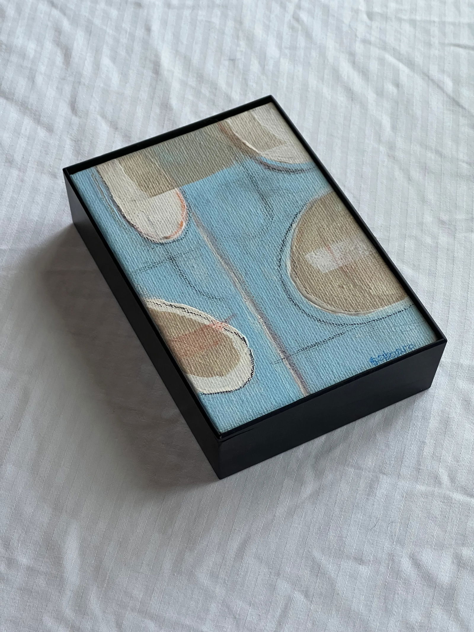 Blue & Tan Abstract Acrylic Painting - 3