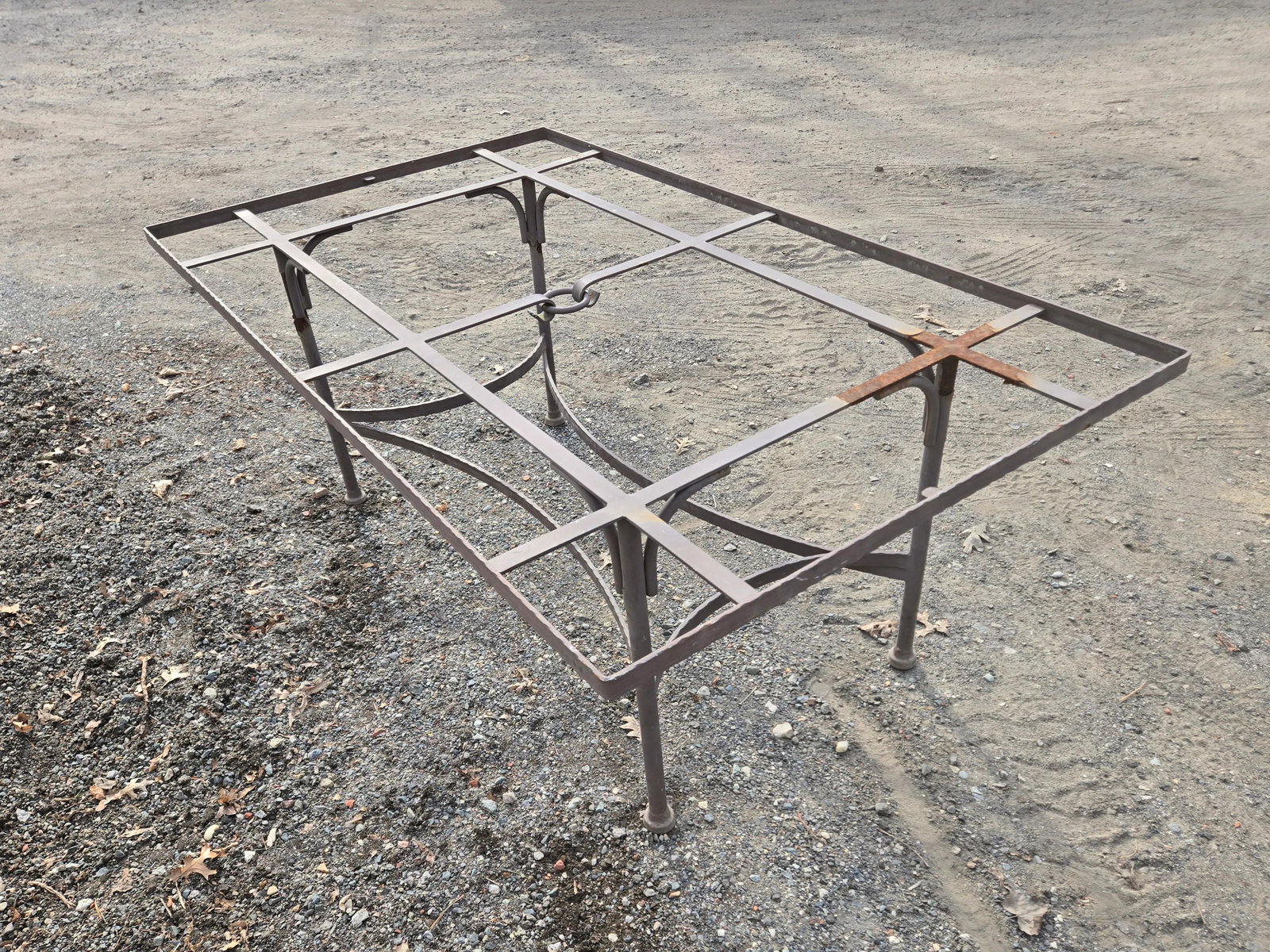 Vintage Brown Jordan Style Wrought Iron Outdoor Patio Table - 5