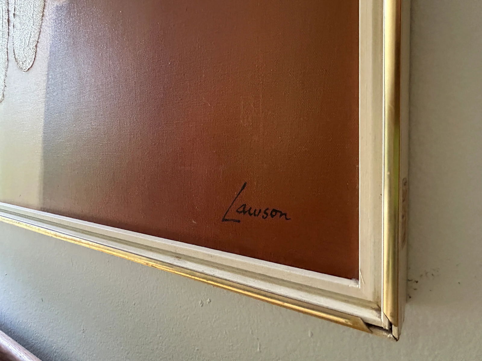 Robert Lawson 1970s Abstract Oil Painting on Canvas Vintage Art Brown and Orange - 2