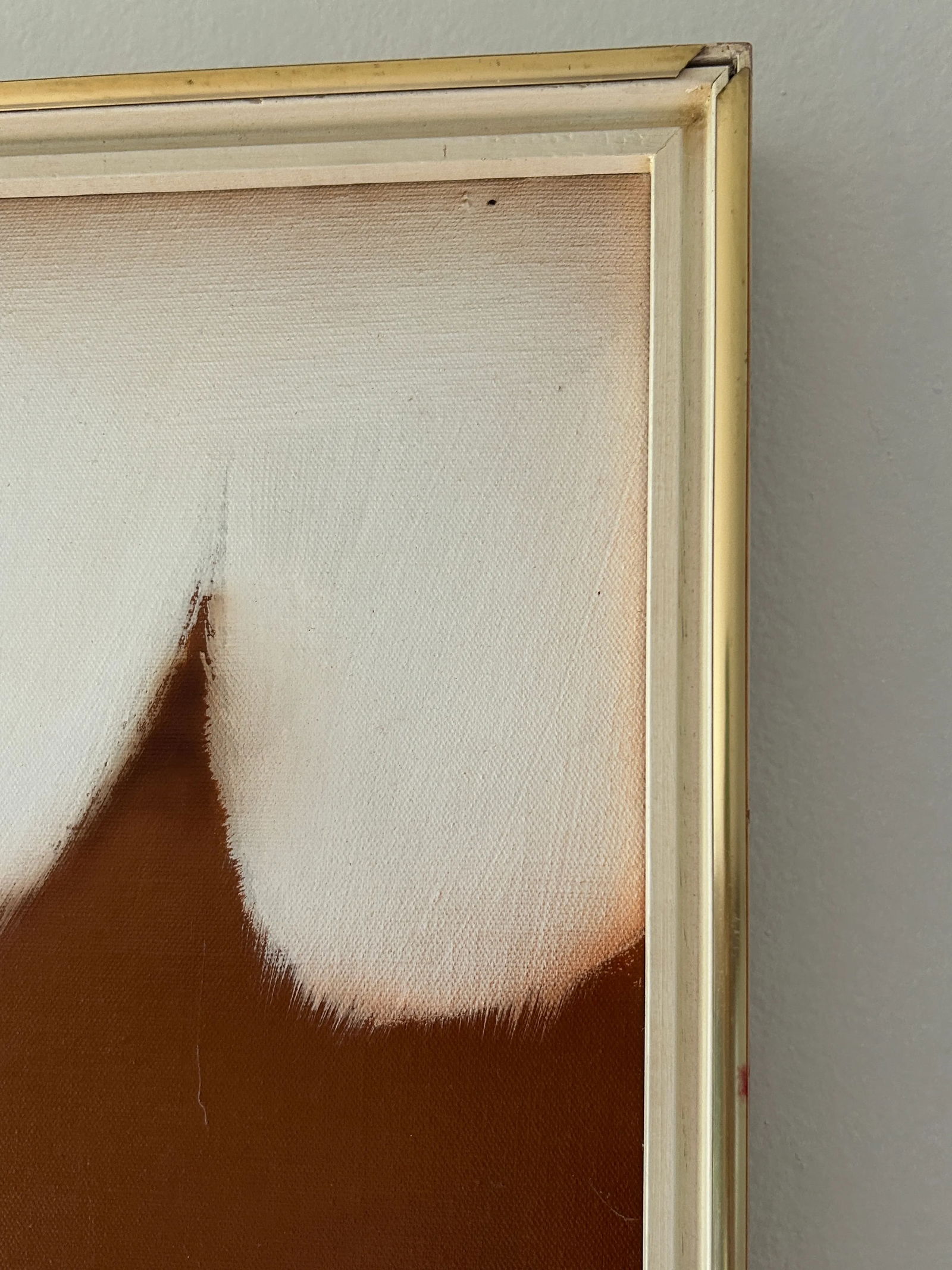 Robert Lawson 1970s Abstract Oil Painting on Canvas Vintage Art Brown and Orange - 8