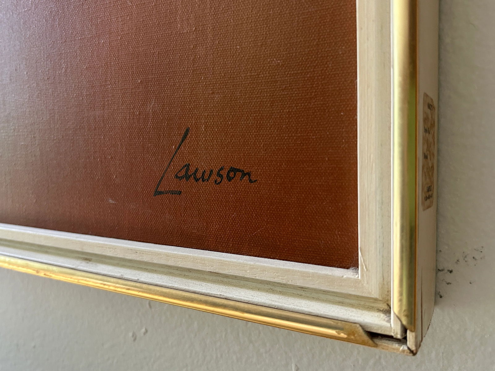 Robert Lawson 1970s Abstract Oil Painting on Canvas Vintage Art Brown and Orange - 9