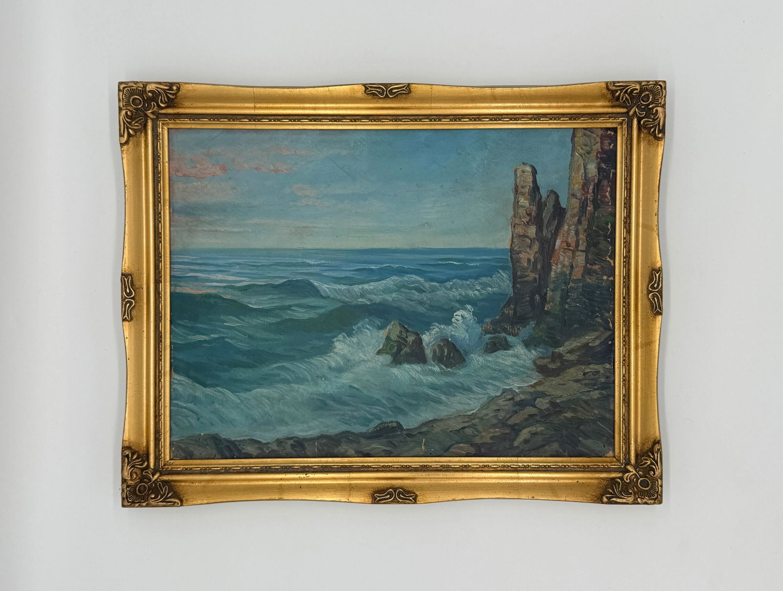 1930s Antique Impressionist Seascape at Sunset - 2