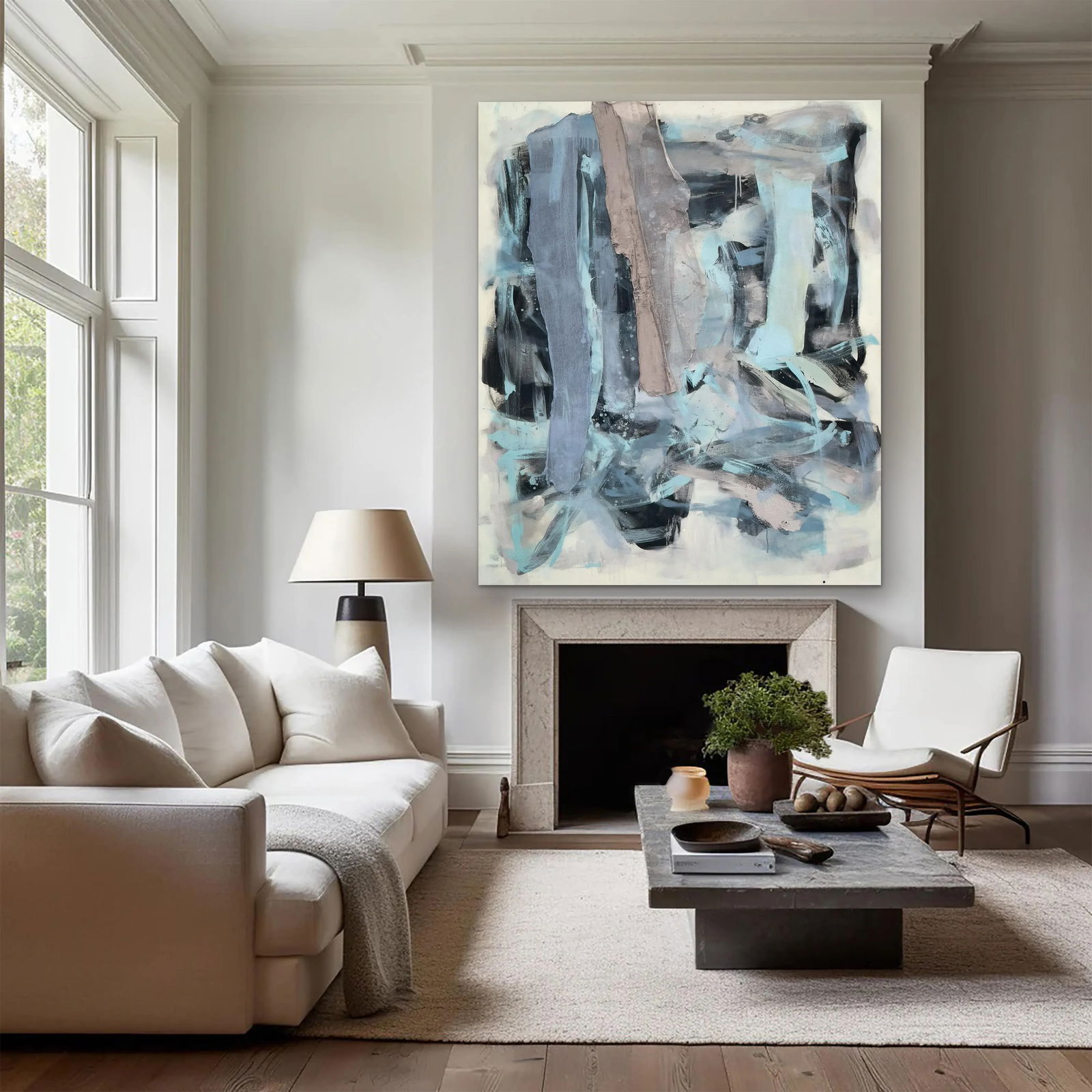 "Echoes in the Night Sky" Large-Scale Gestural Abstract Expression Painting - 3