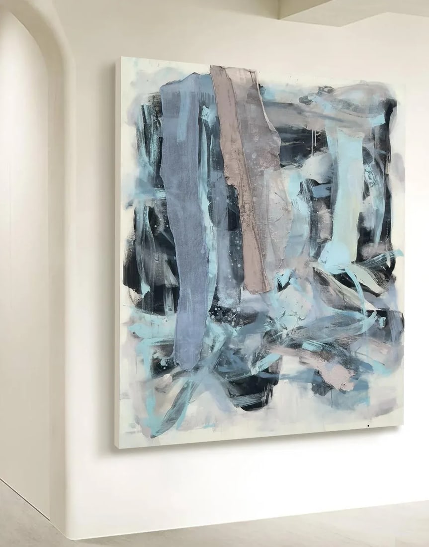 "Echoes in the Night Sky" Large-Scale Gestural Abstract Expression Painting - 4