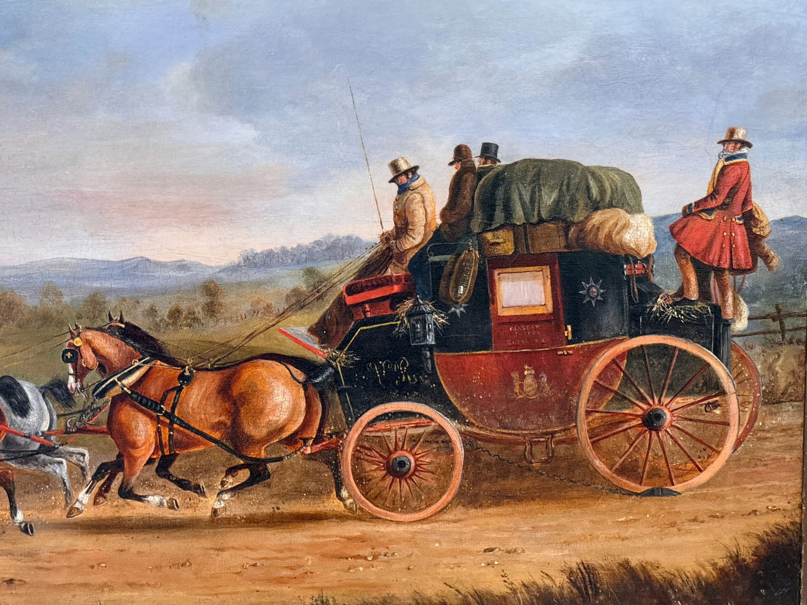 Oil Painting of London to Glasgow Royal Mail Coach by Charles Cooper Henderson - 5
