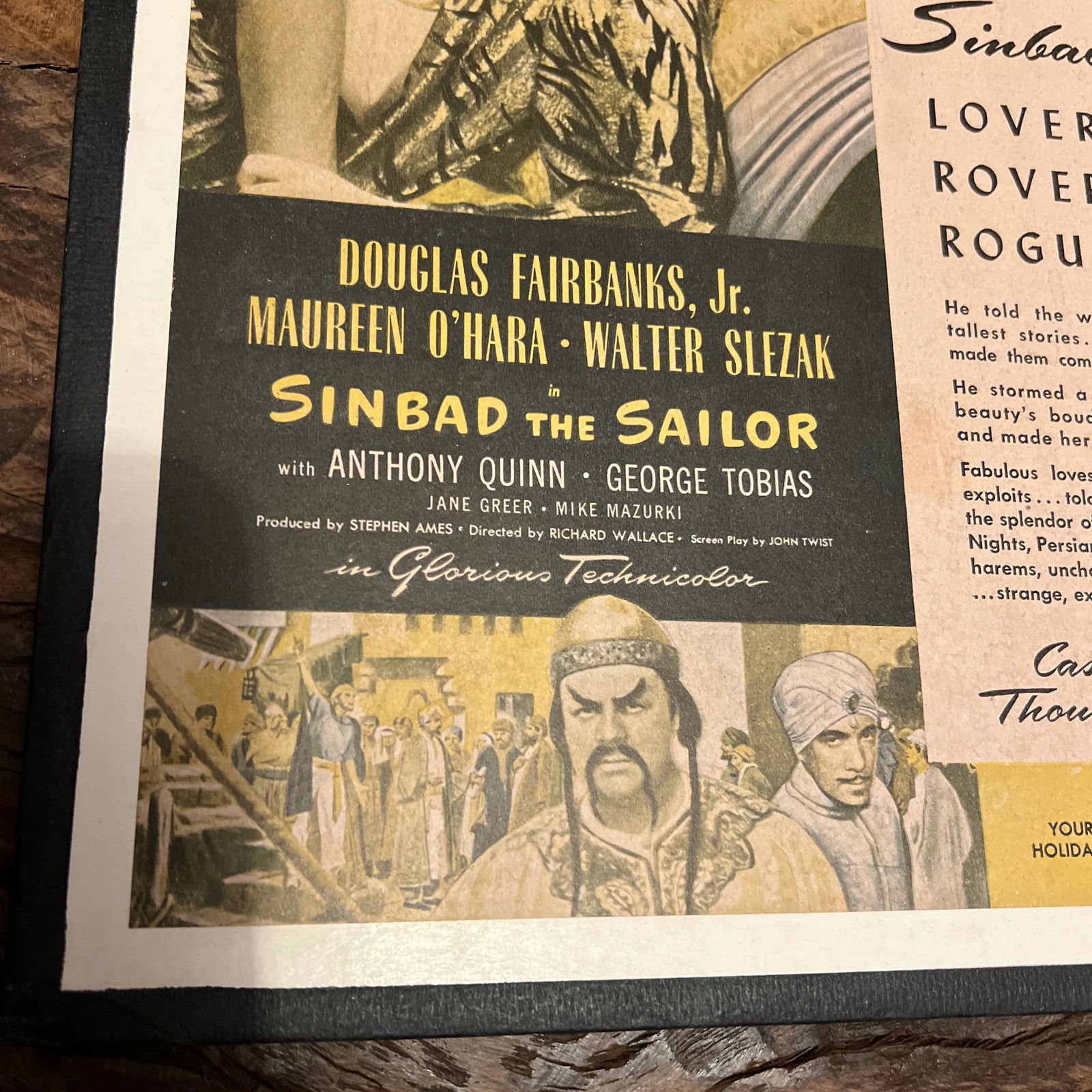 Vintage Hollywood Movie Lobby Card, Sinbad the Sailor 1947 - 4