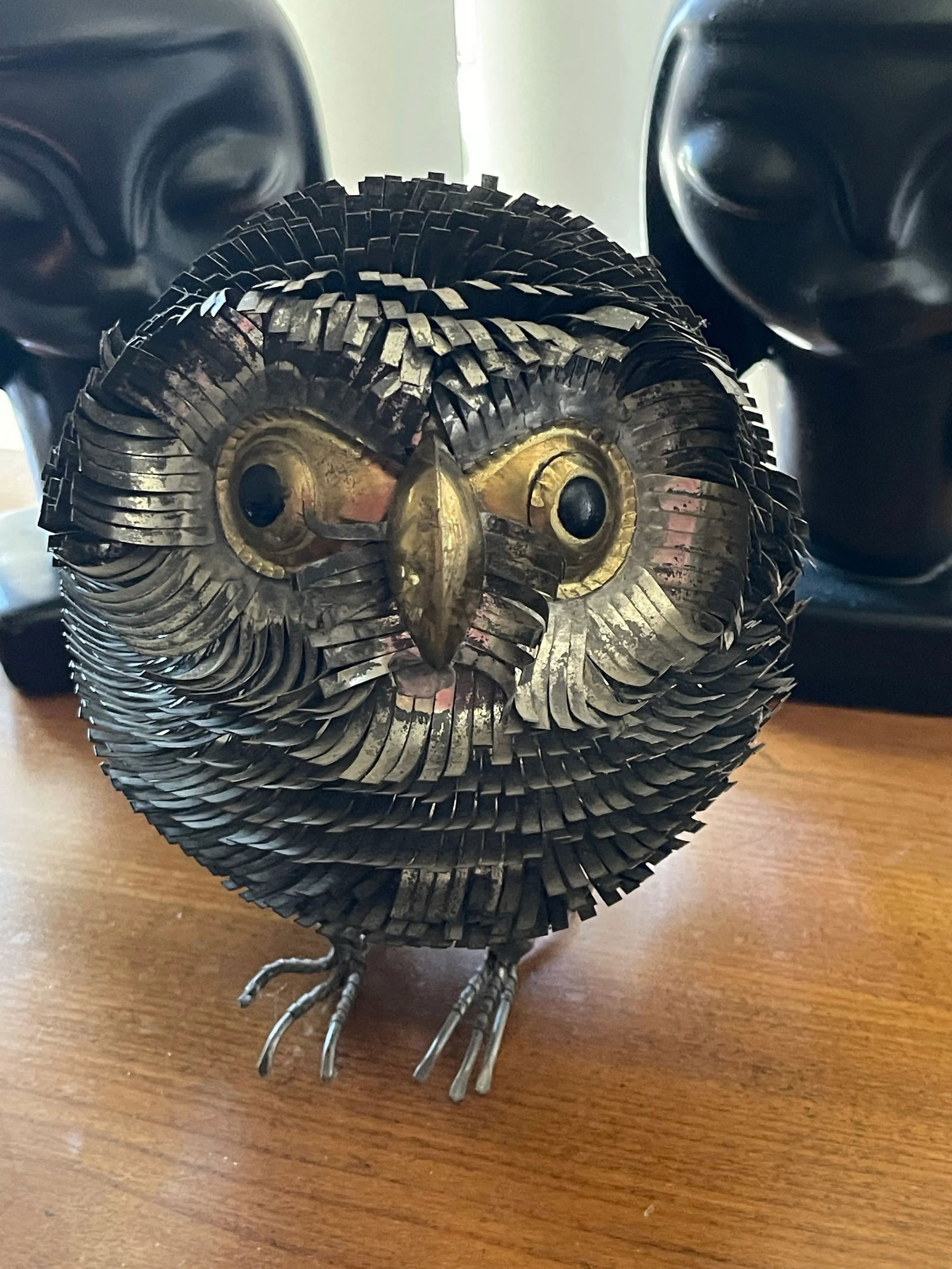 1970s Attribution: Sergio Bustamante Owl Textured Metal Mid Century Art Sculpture - 2