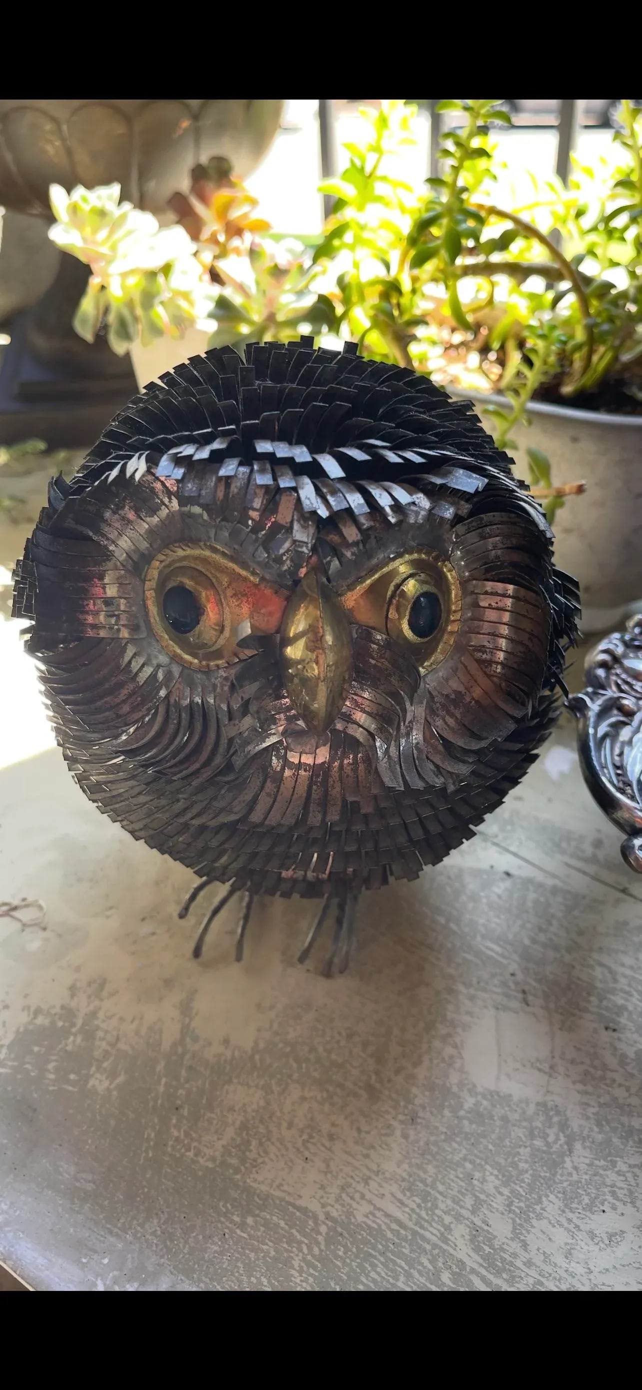 1970s Attribution: Sergio Bustamante Owl Textured Metal Mid Century Art Sculpture - 3