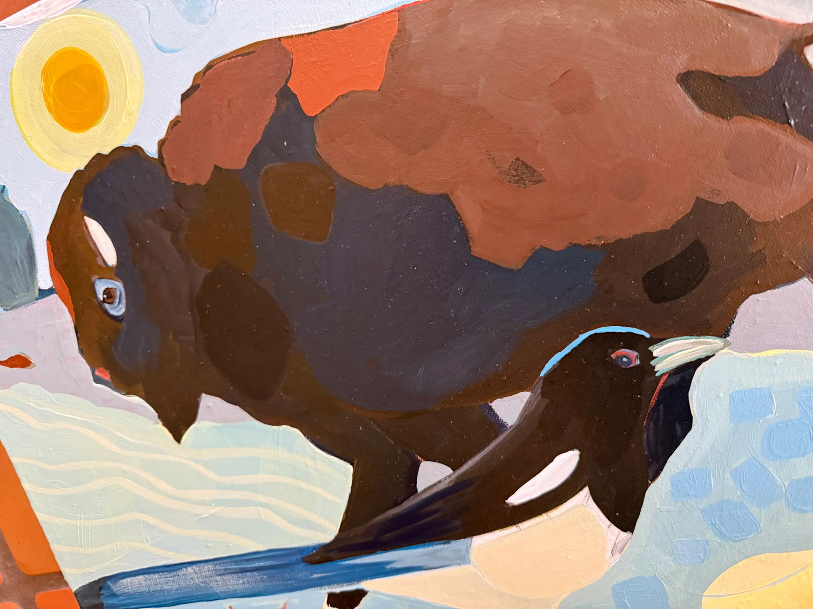 "Bison Scape" a Landscape With Bison and Birds by LWren Walraven - 6