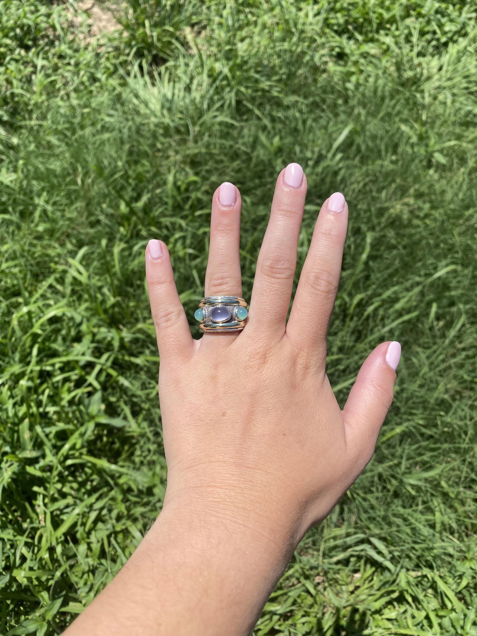 David Yurman Oval Chalcedony Band Ring, Sterling Silver, Ring Size 6 - 2