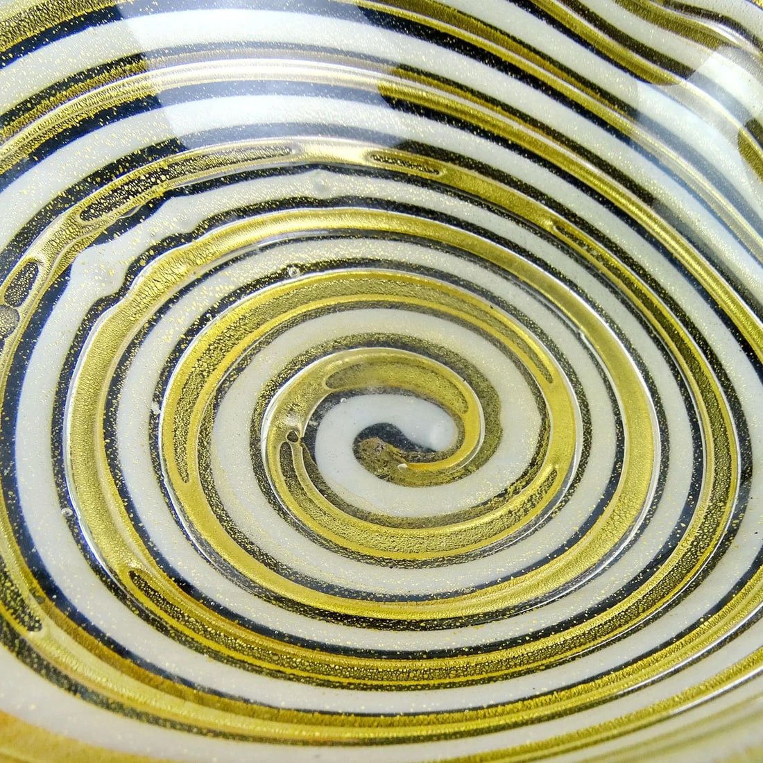 Murano Barovier Toso Vintage Gold Flecks White Swirl Italian Art Glass Heart Ashtray Dish Bowl - 5