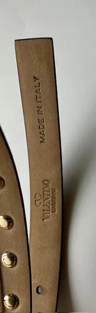 Valentino Rockstud Calfskin Belt, Original Out of Production, Gold-Tone Studs & Buckle, Made in Ital - 3