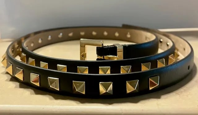 Valentino Rockstud Calfskin Belt, Original Out of Production, Gold-Tone Studs & Buckle, Made in Ital - 6
