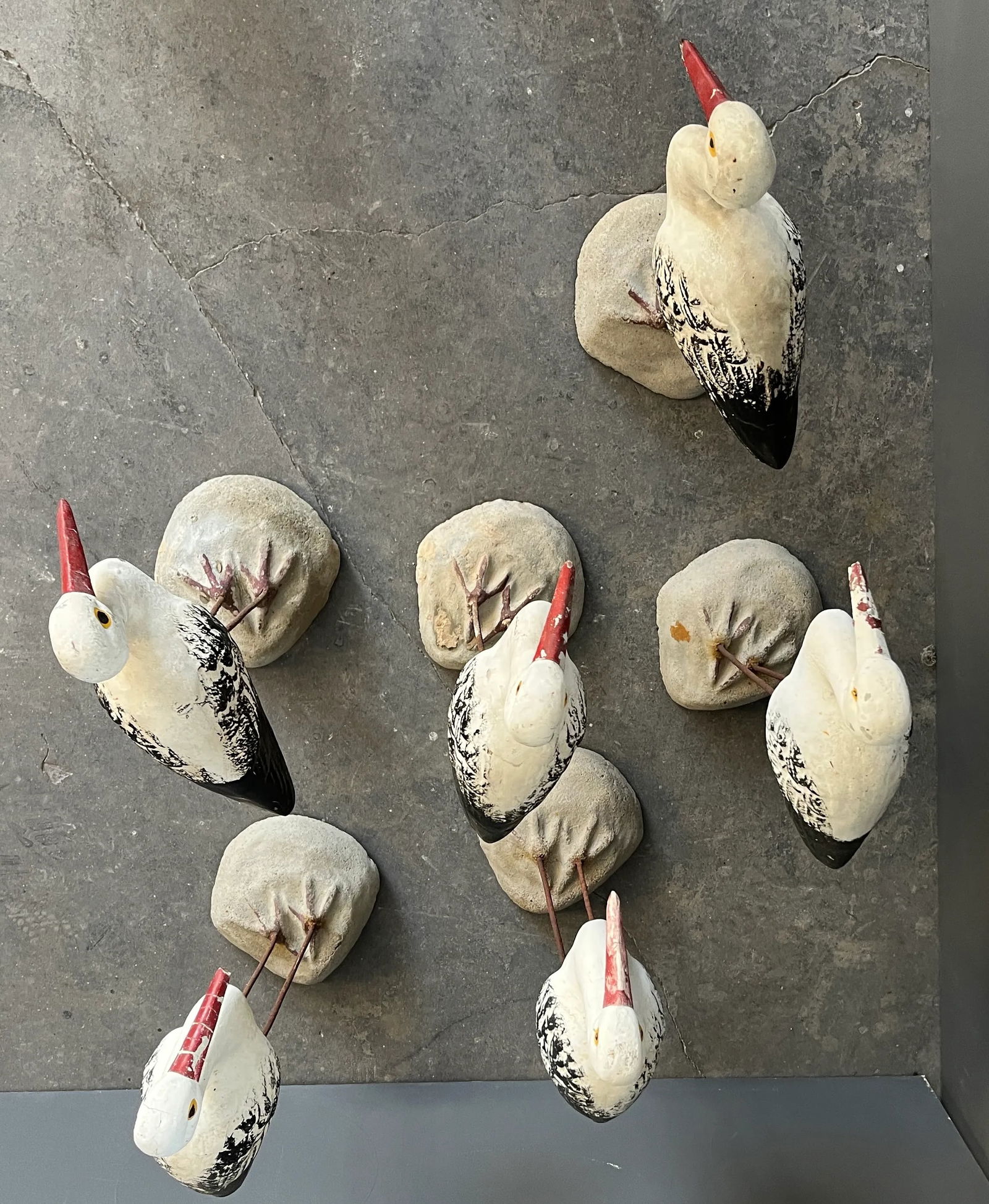 1960s Cast Cement Painted Seagulls - Set of 6 - 12