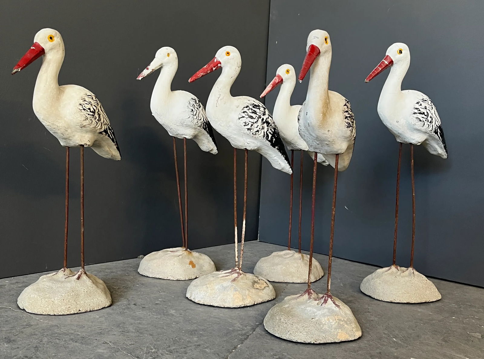 1960s Cast Cement Painted Seagulls - Set of 6 - 4