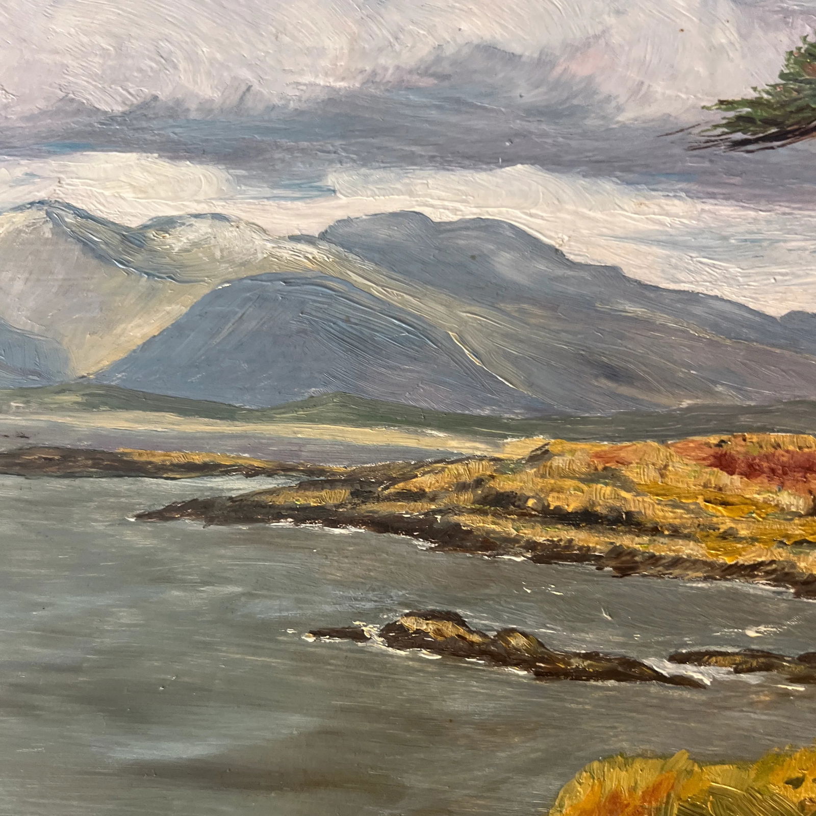 Oil on Artist Board Windswept Seaside Landscape Framed Signed Made in 1950 by British Artist McMilla - 9