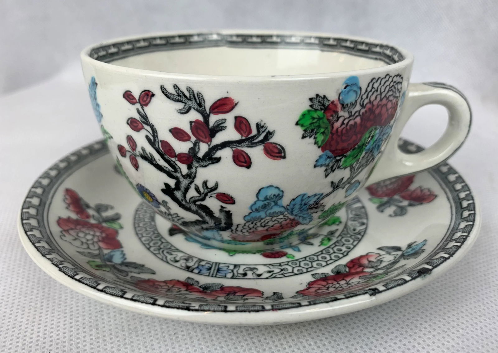 Indian Tree Pattern Cups & Saucers by Wood's Burslem, England - Service for 8 - 7