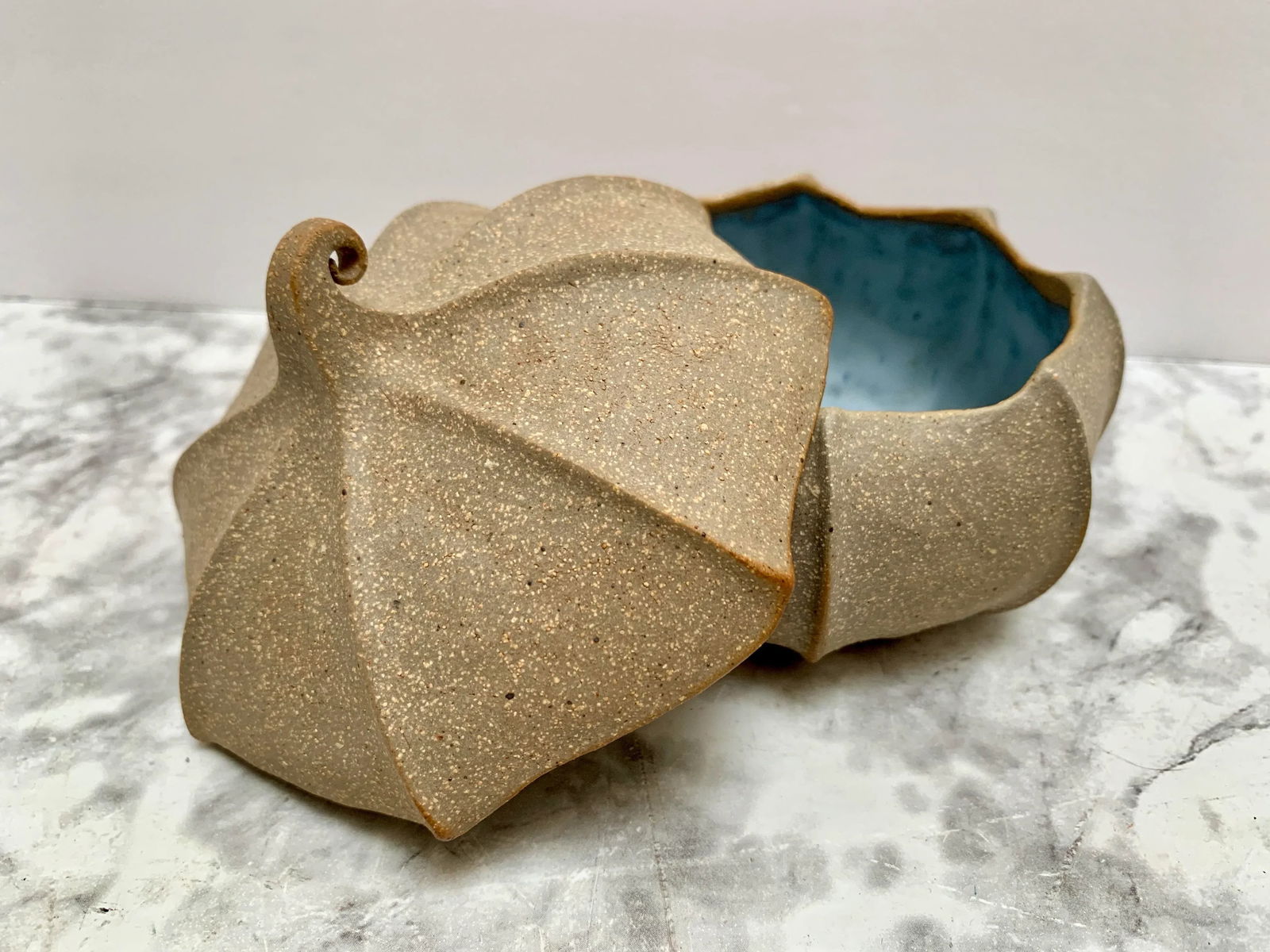Vintage Handmade Raku Pottery Acorn Trinket Box - 7