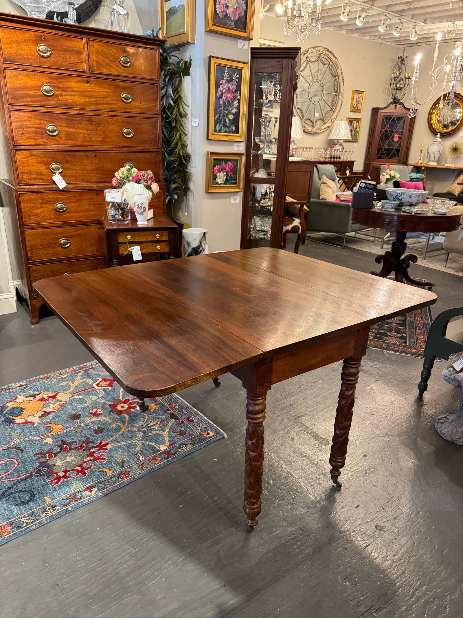 American Antique Mahogany Drop Leaf Table - 3