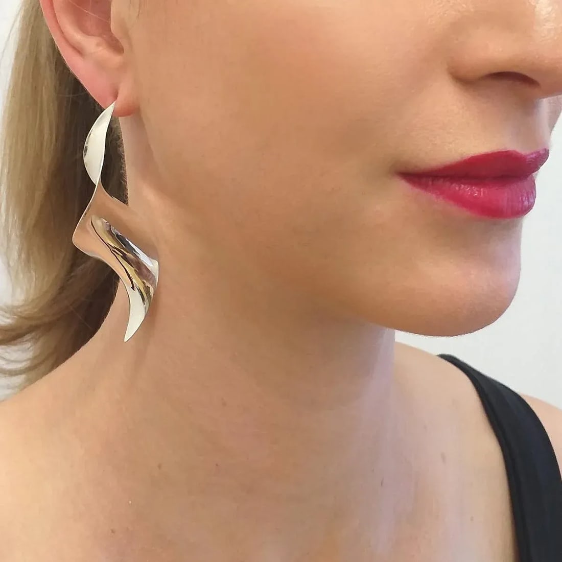 1990s Vintage Silver Dangles, XL Gerhard Herbst Studio Sterling Silver Earrings.- Set of 2 - 2