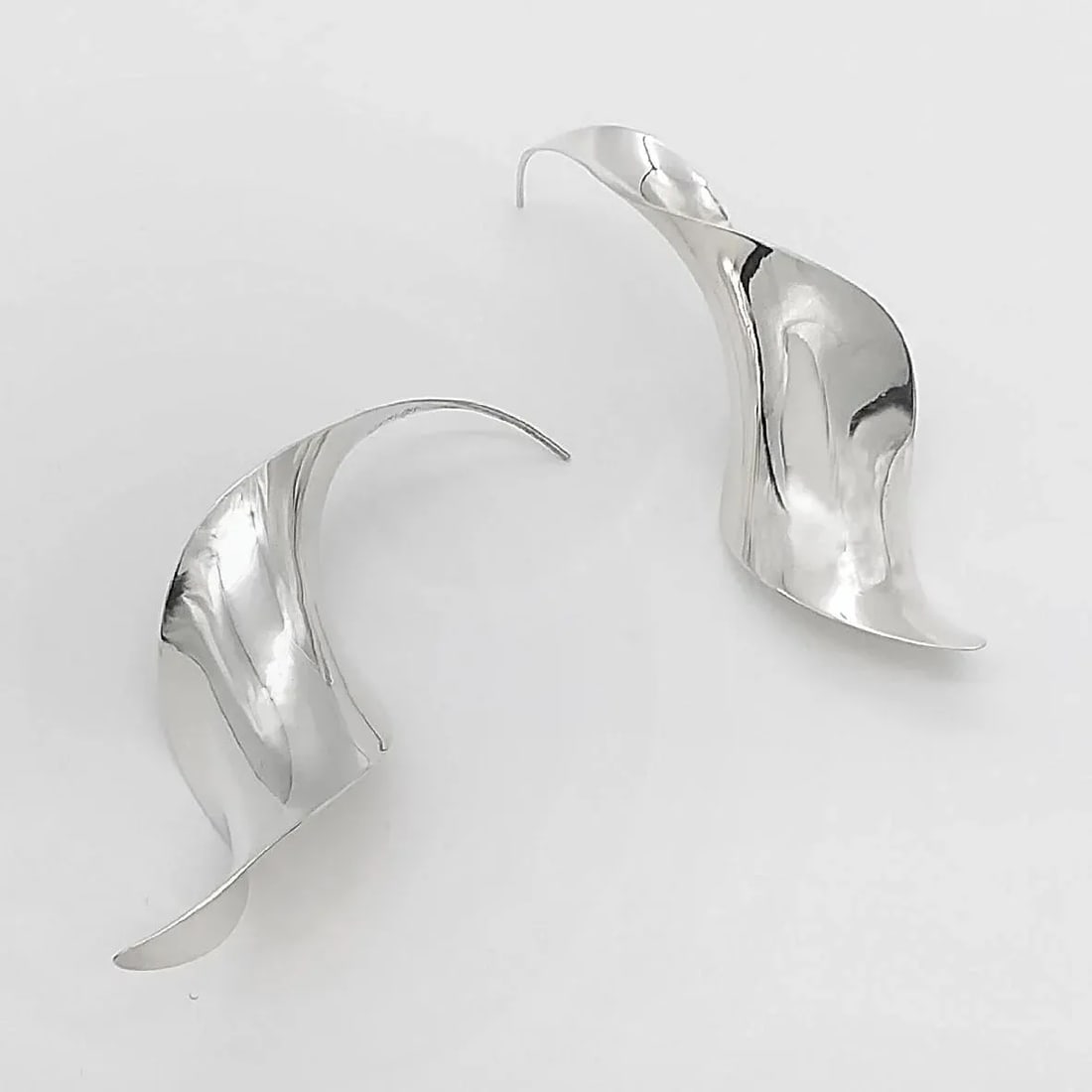 1990s Vintage Silver Dangles, XL Gerhard Herbst Studio Sterling Silver Earrings.- Set of 2 - 3