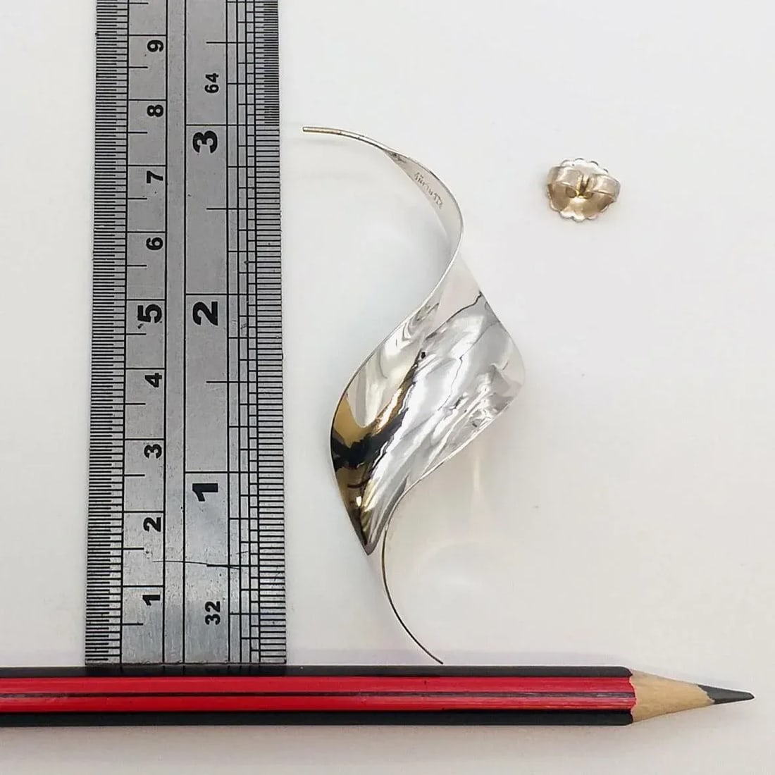 1990s Vintage Silver Dangles, XL Gerhard Herbst Studio Sterling Silver Earrings.- Set of 2 - 4