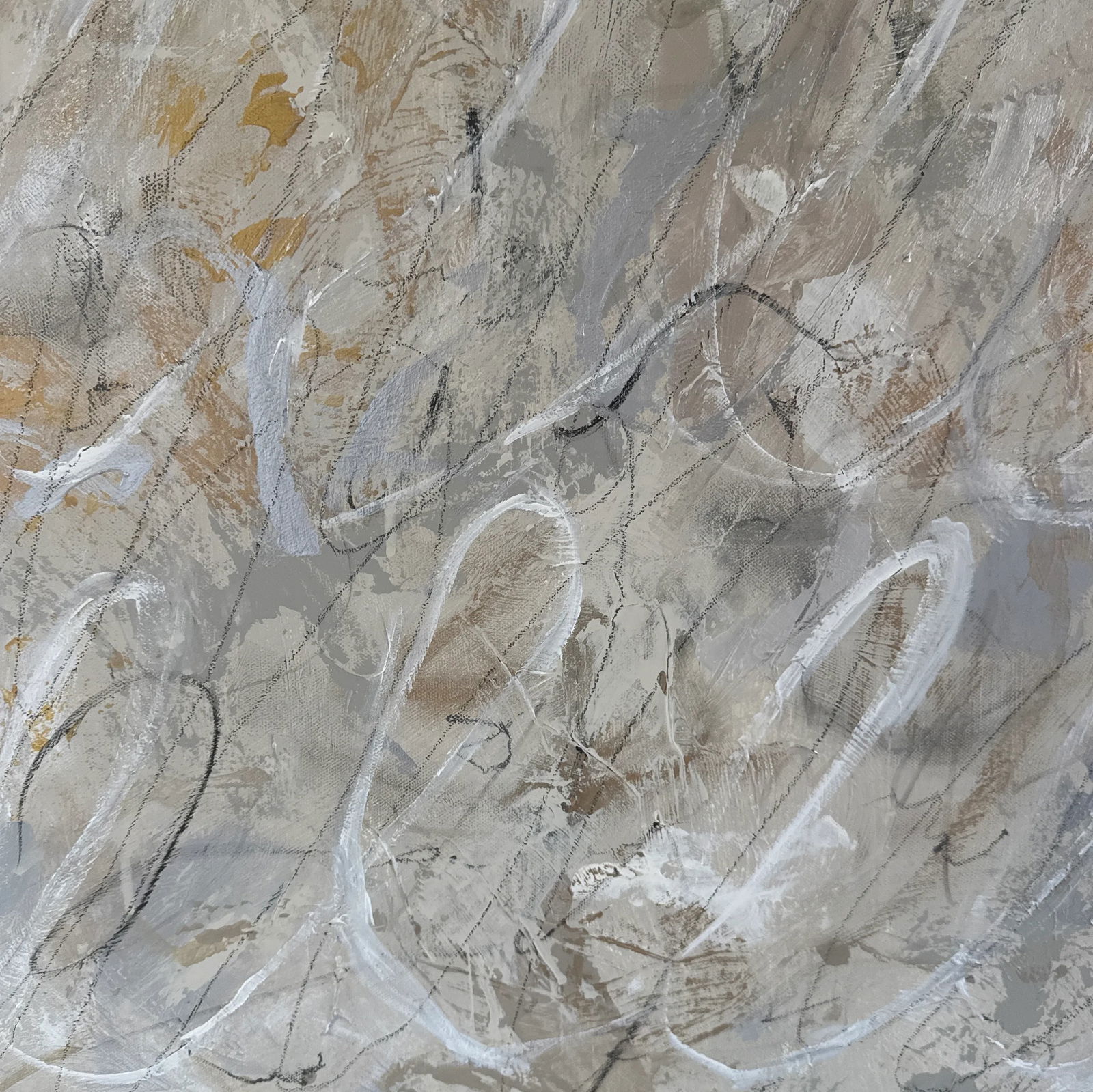 Original Abstract Acrylic & Charcoal Painting on Deep Canvas in Handmade Floater Frame - 6