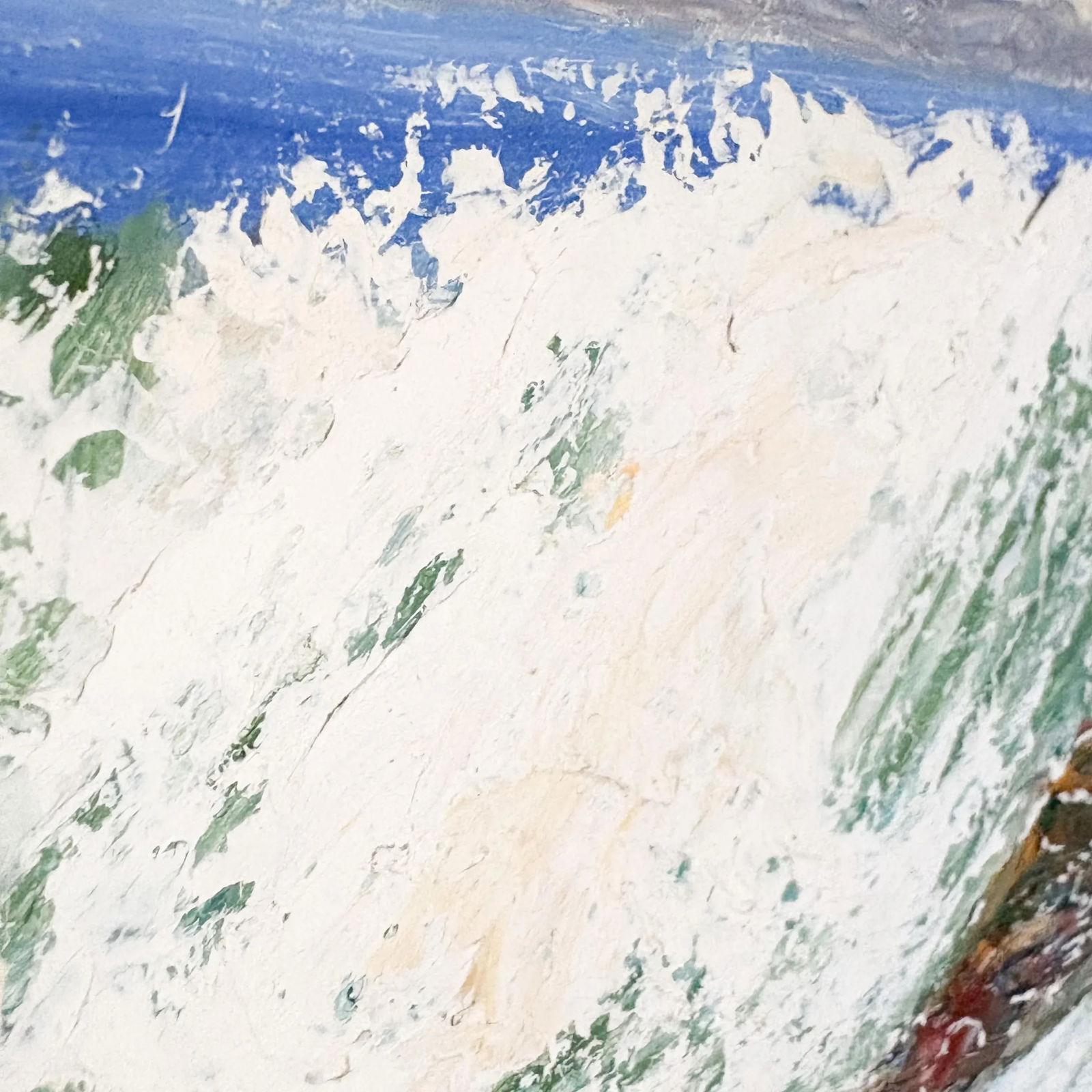 Ocean Waves Crashing on Rocks Painting, 1960's Textured Nautical Ocean Painting, Framed - 5