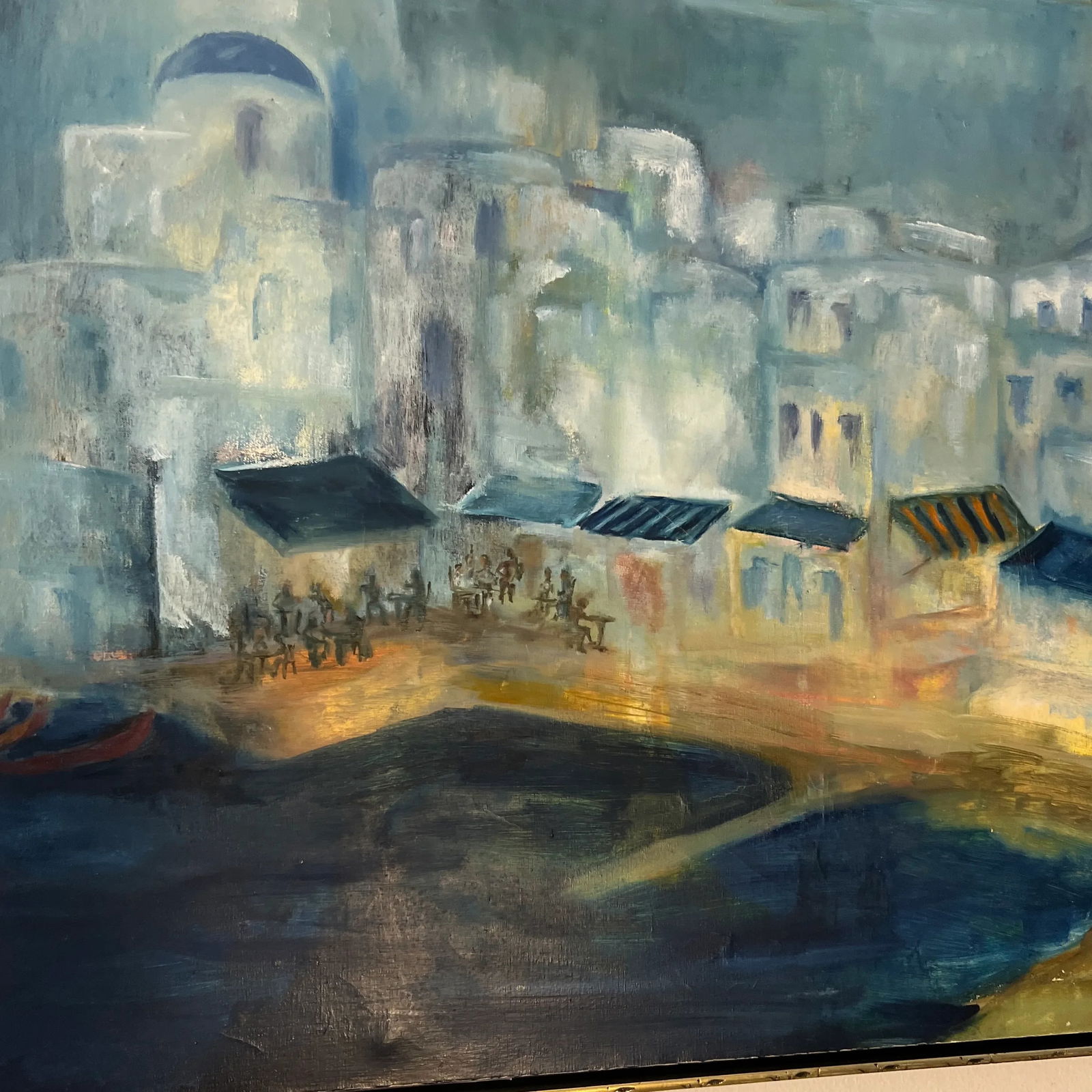 20th Century American School Oil on Canvas Signed Framed by Conni Pim Seaside Village - 6