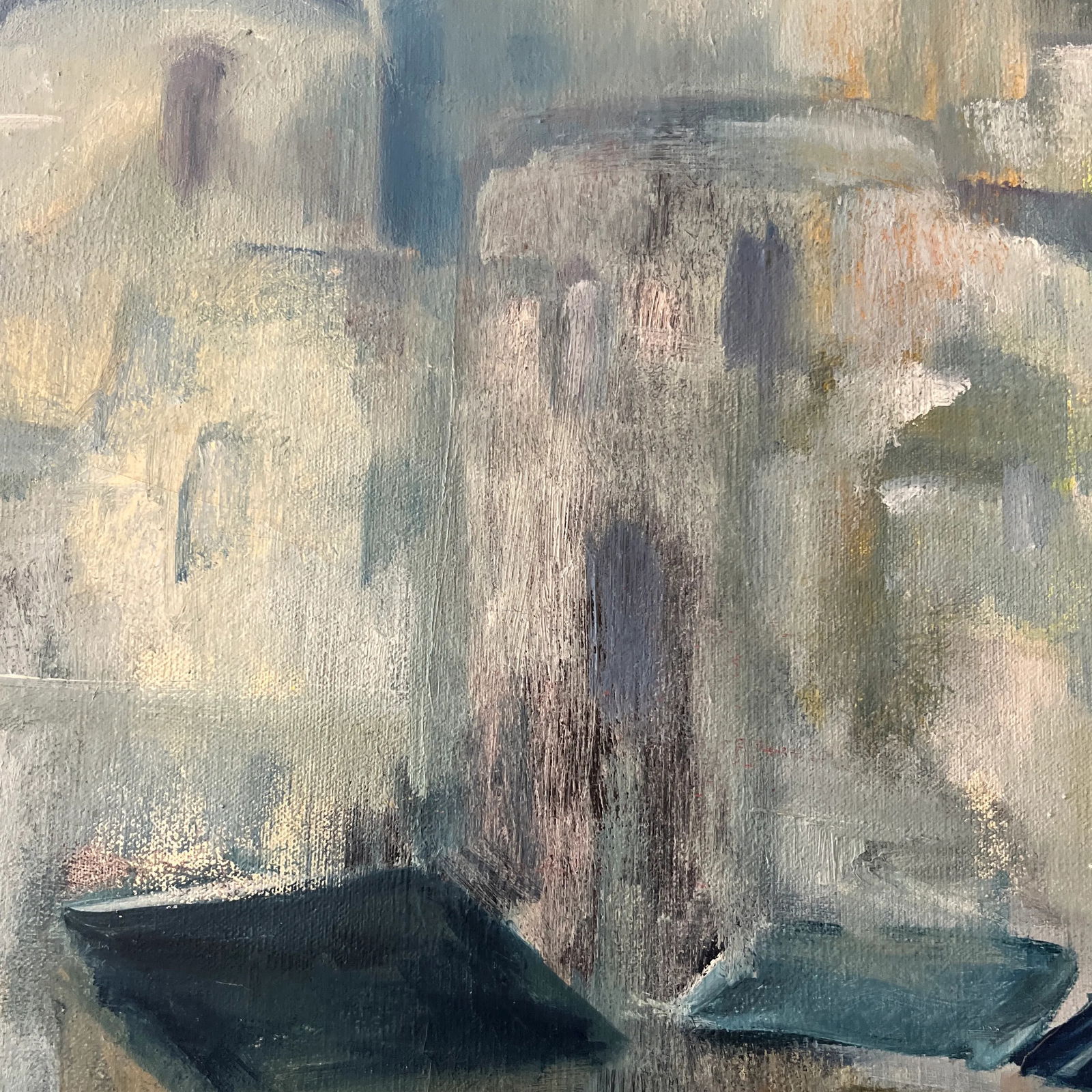 20th Century American School Oil on Canvas Signed Framed by Conni Pim Seaside Village - 7