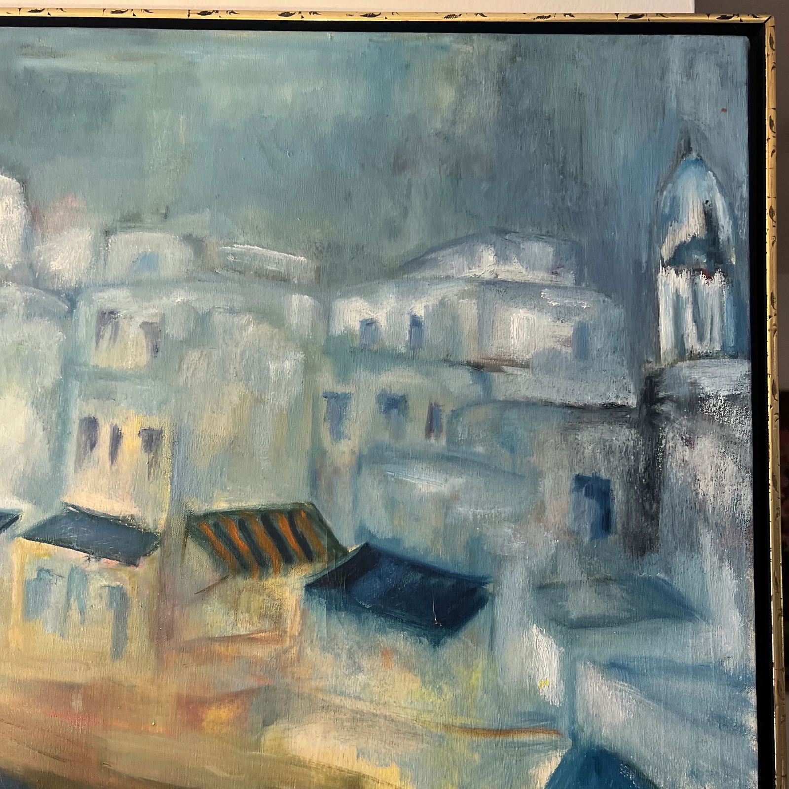 20th Century American School Oil on Canvas Signed Framed by Conni Pim Seaside Village - 9