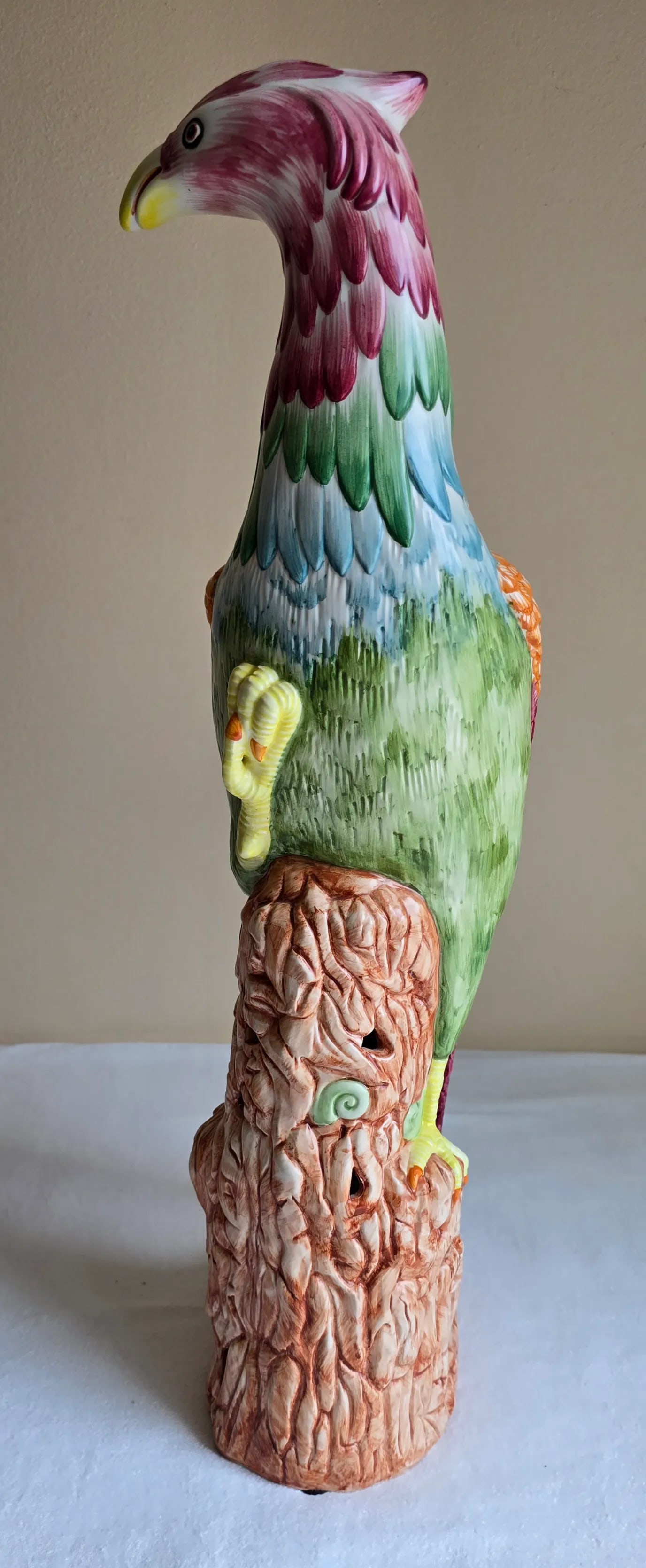 Vintage Mottahedeh Porcelain Colorful Bird Parrot Phoenix Figure Statue, Made in Italy - 2