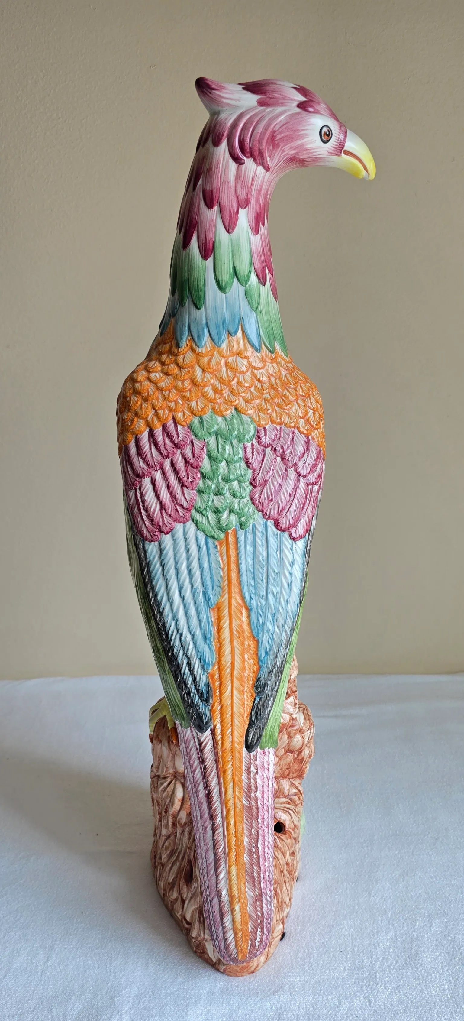 Vintage Mottahedeh Porcelain Colorful Bird Parrot Phoenix Figure Statue, Made in Italy - 3
