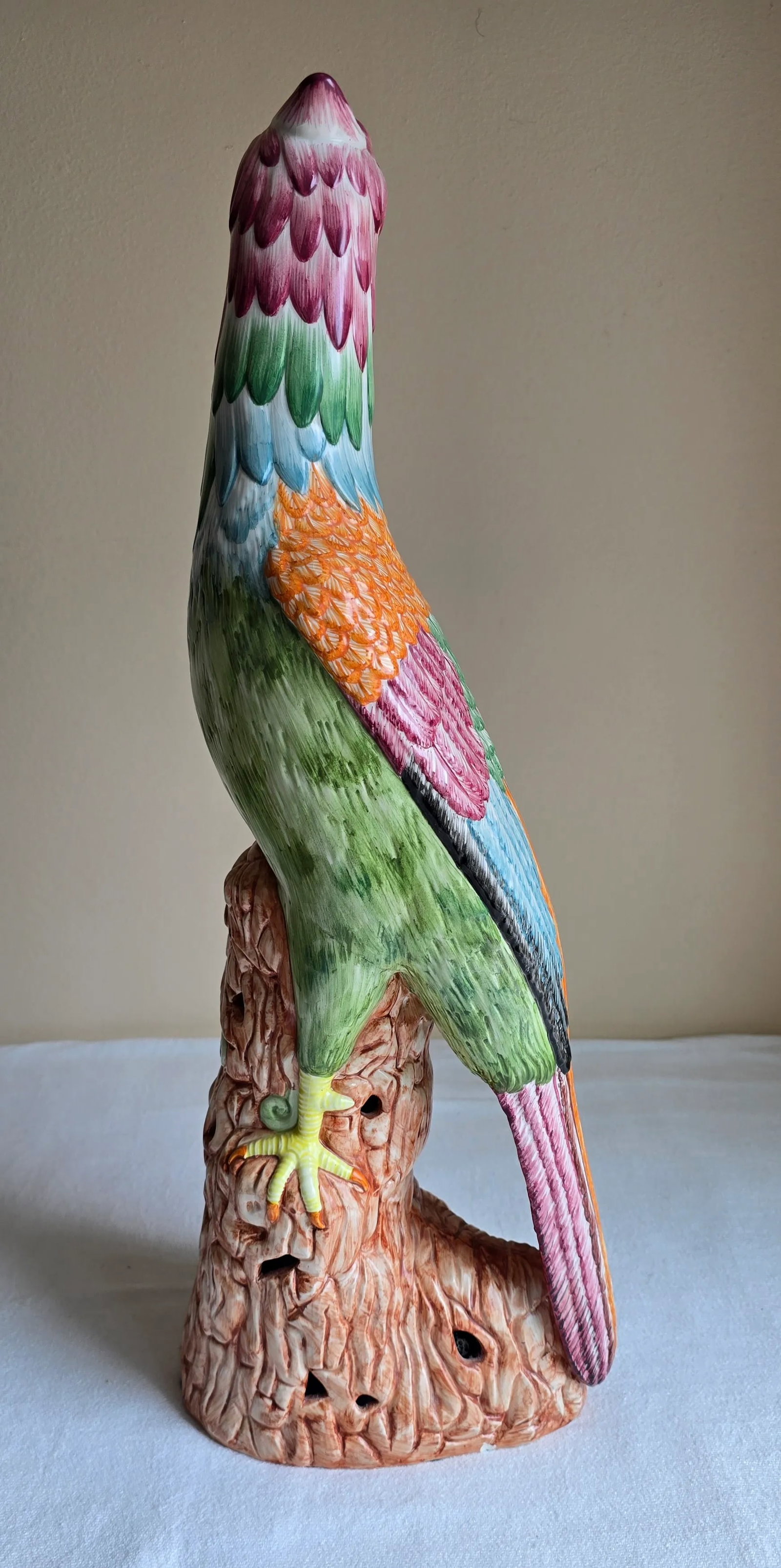 Vintage Mottahedeh Porcelain Colorful Bird Parrot Phoenix Figure Statue, Made in Italy - 4
