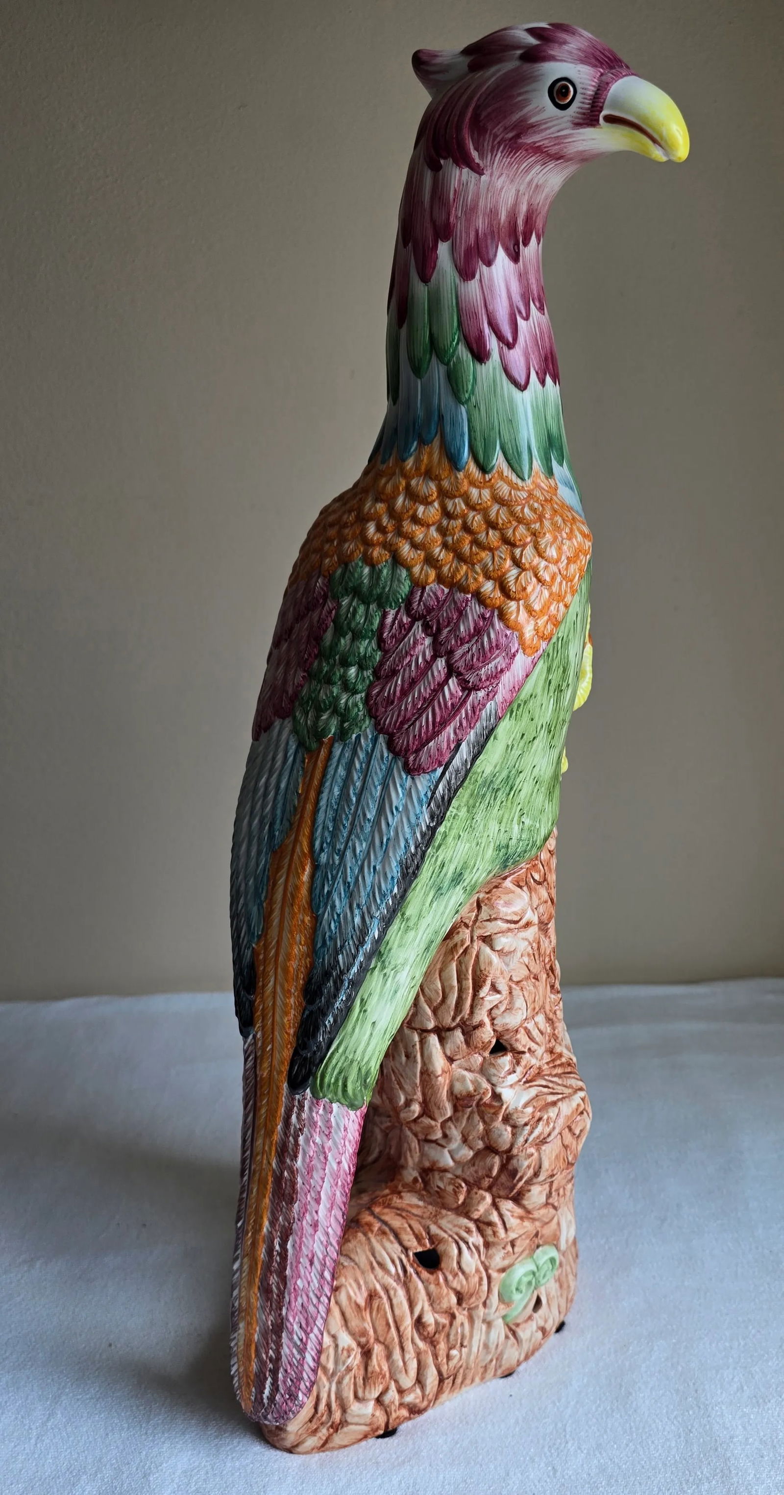 Vintage Mottahedeh Porcelain Colorful Bird Parrot Phoenix Figure Statue, Made in Italy - 7