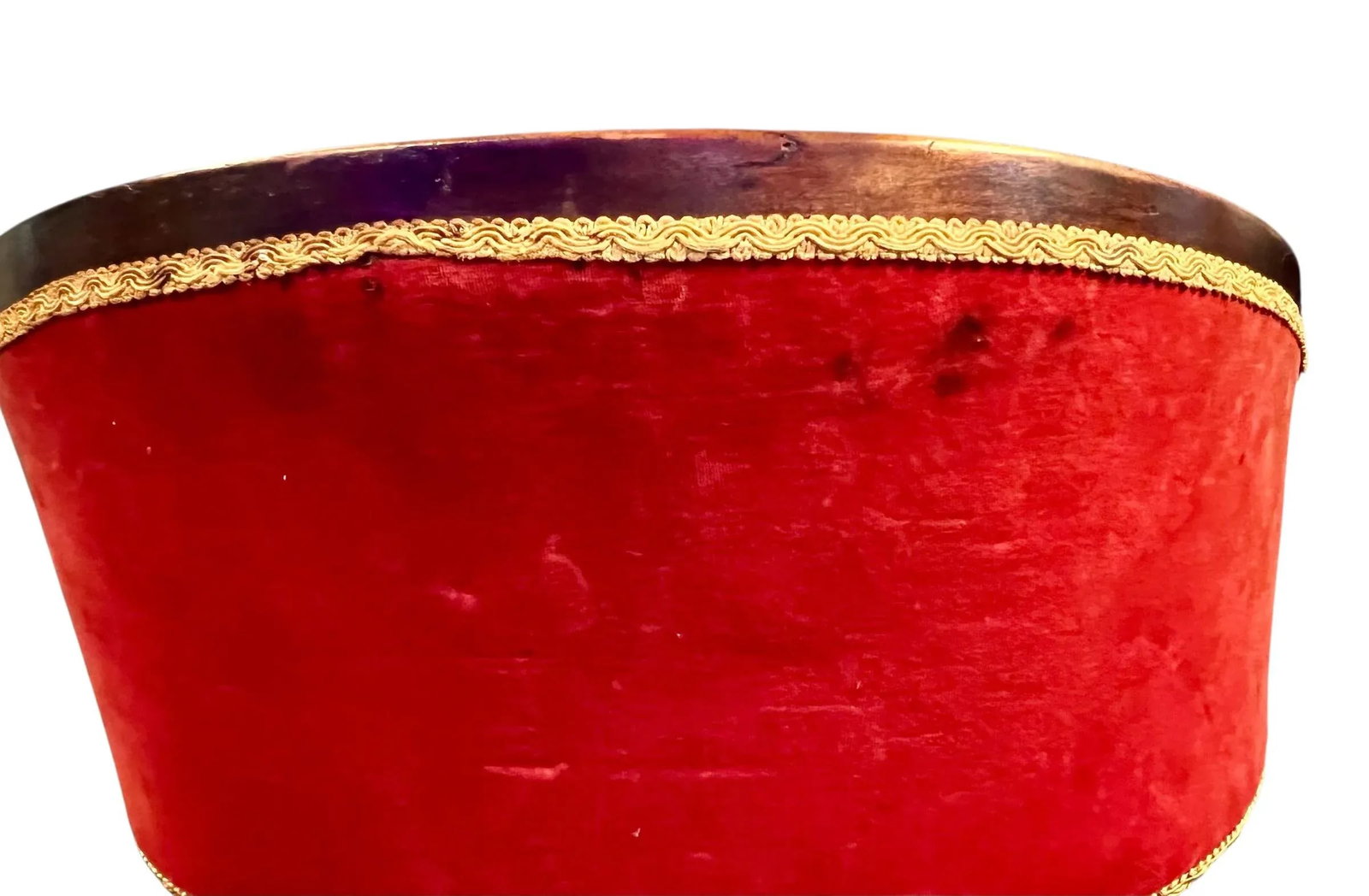 Antique 19th Century Barrel Back Banker Chair-Red Velvet-Barley Twist Legs-Victorian - 5