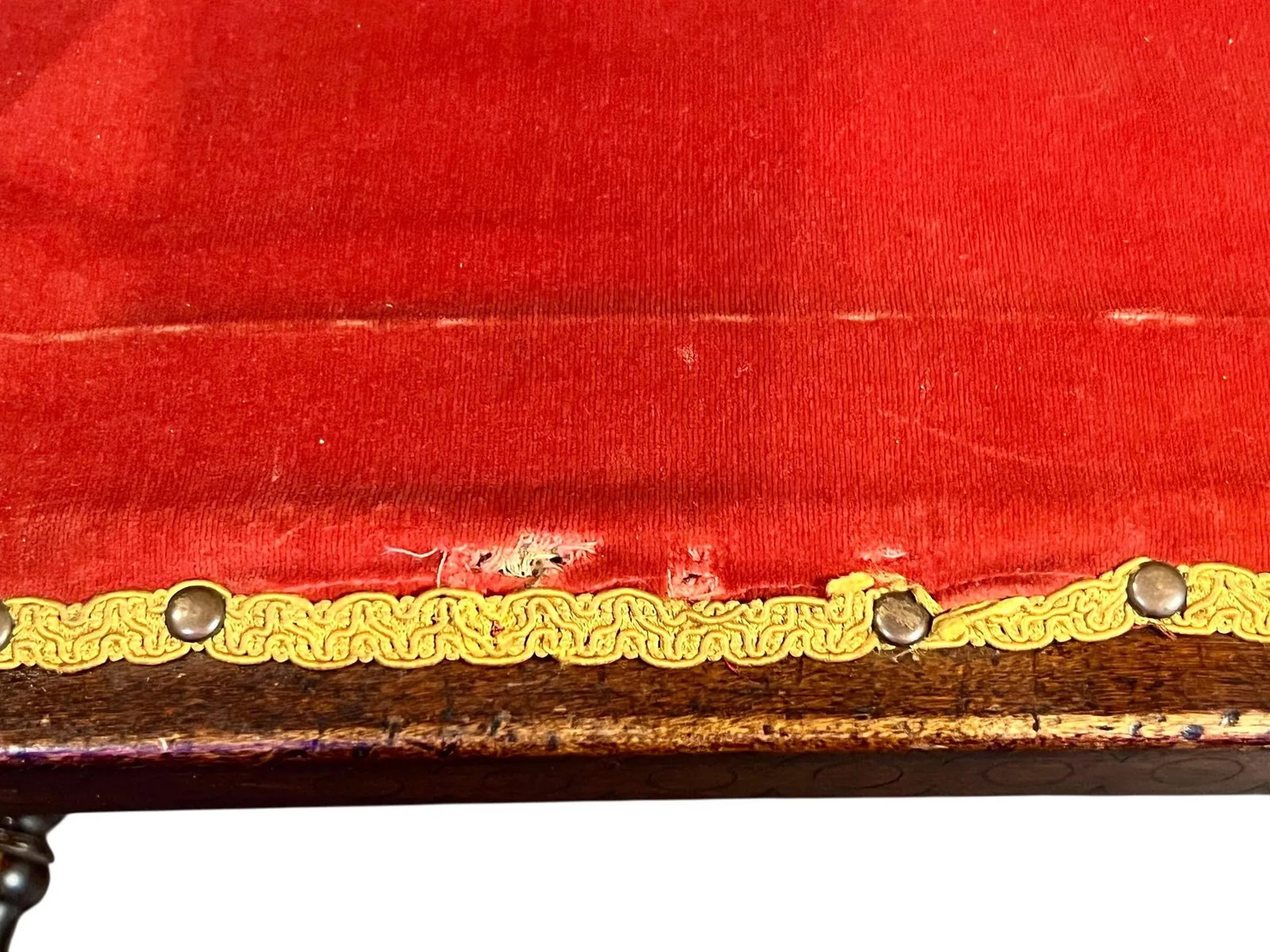 Antique 19th Century Barrel Back Banker Chair-Red Velvet-Barley Twist Legs-Victorian - 8