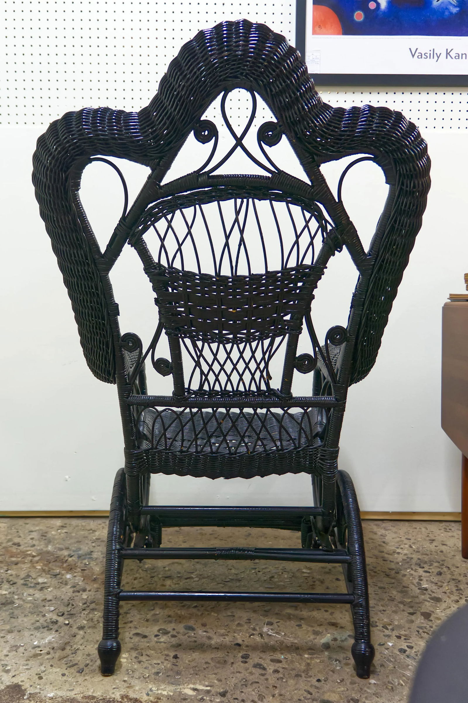 Victorian Wicker Spring Rocking Chair in Black - 5