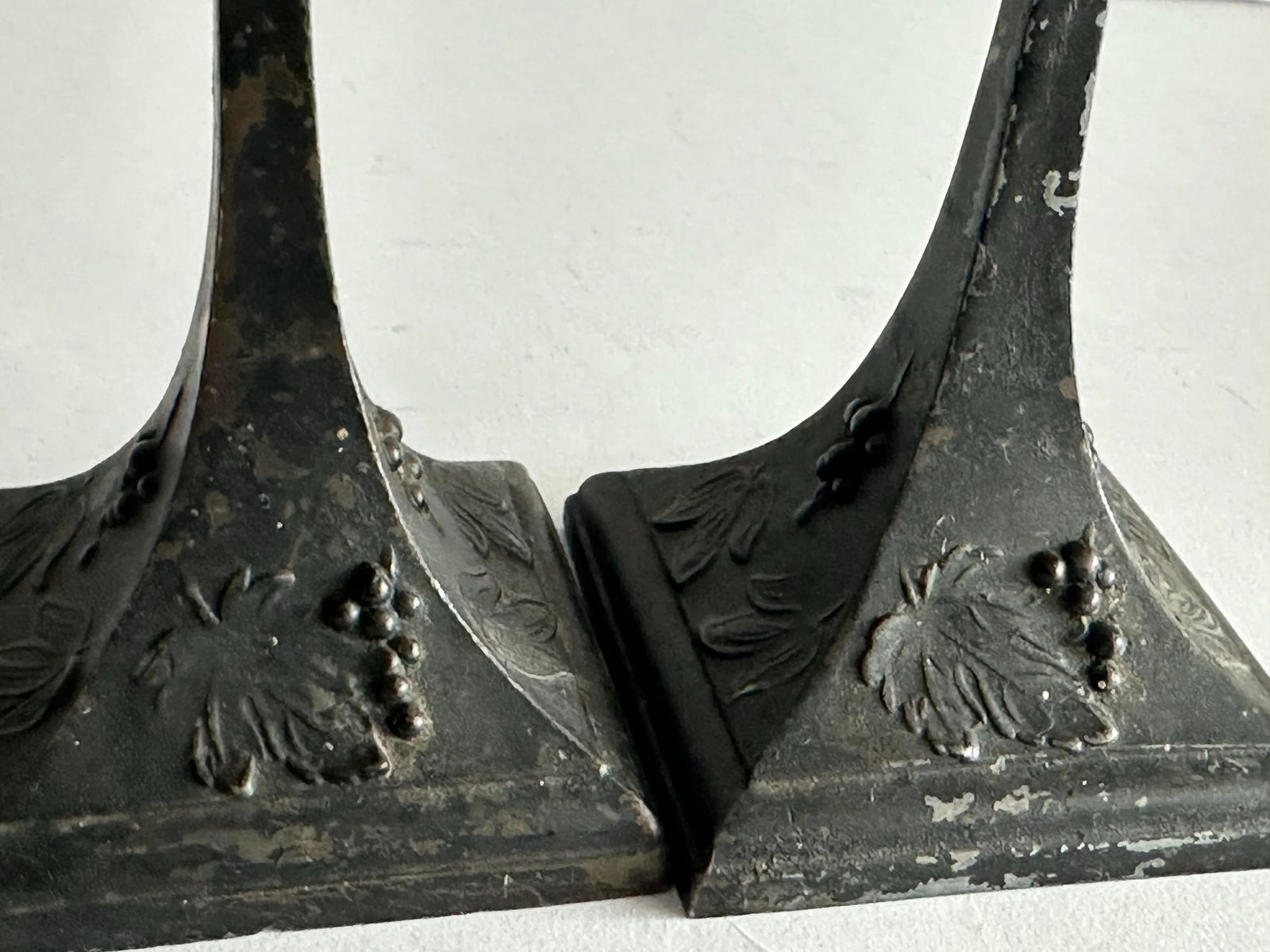 Antique Art Nouveau Grapes & Leaves Bronze Candlestick Holders- A Pair - 6