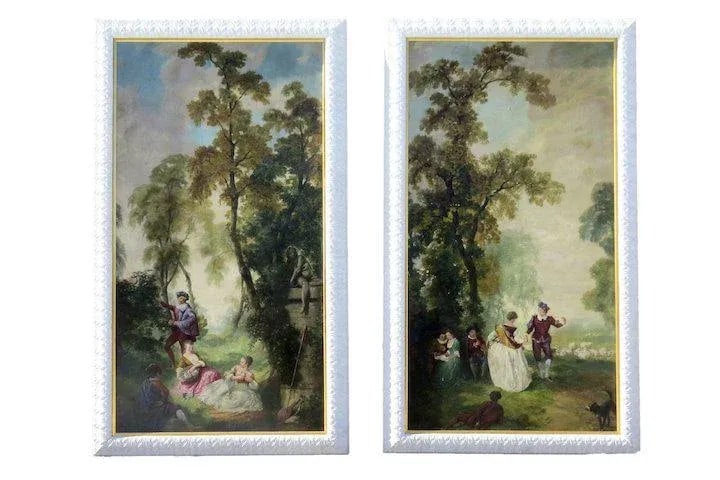 1920s French Oil on Board Paintings - a Pair - 2