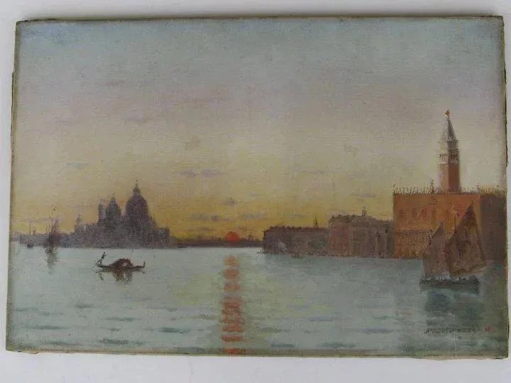 19th Century Venetian Scene Oil Painting by E.A. Deslandes - 5