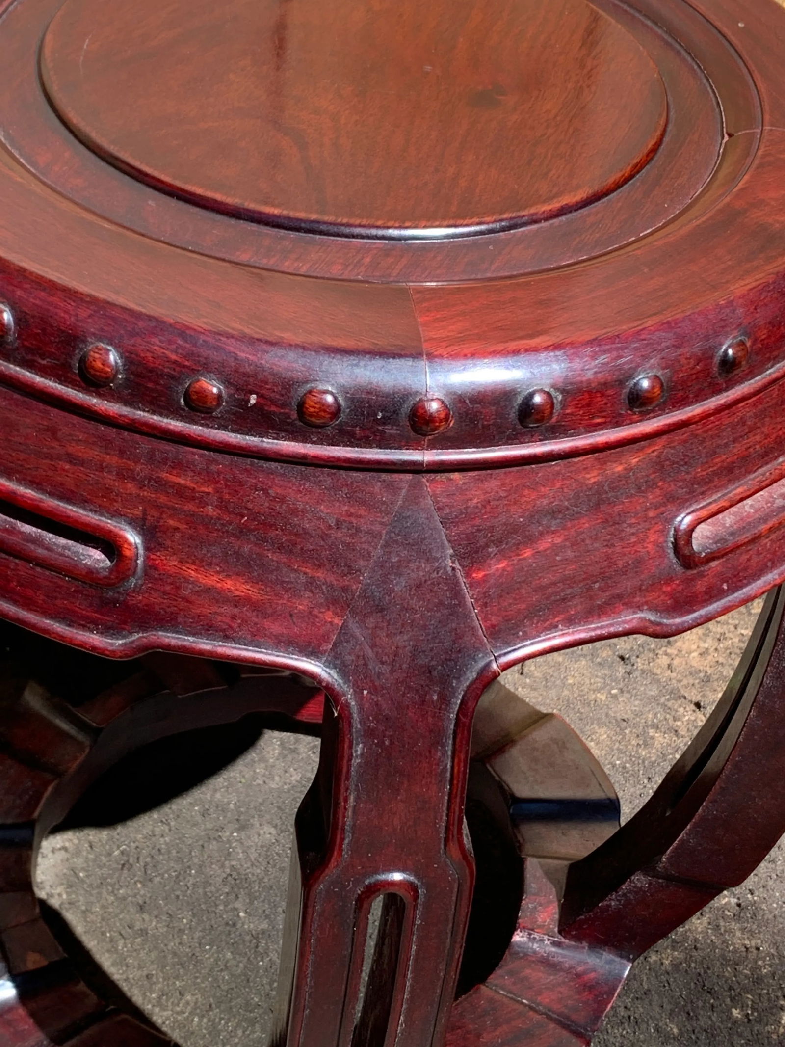Vintage Chinese Rosewood Garden Stools-A Pair - 11